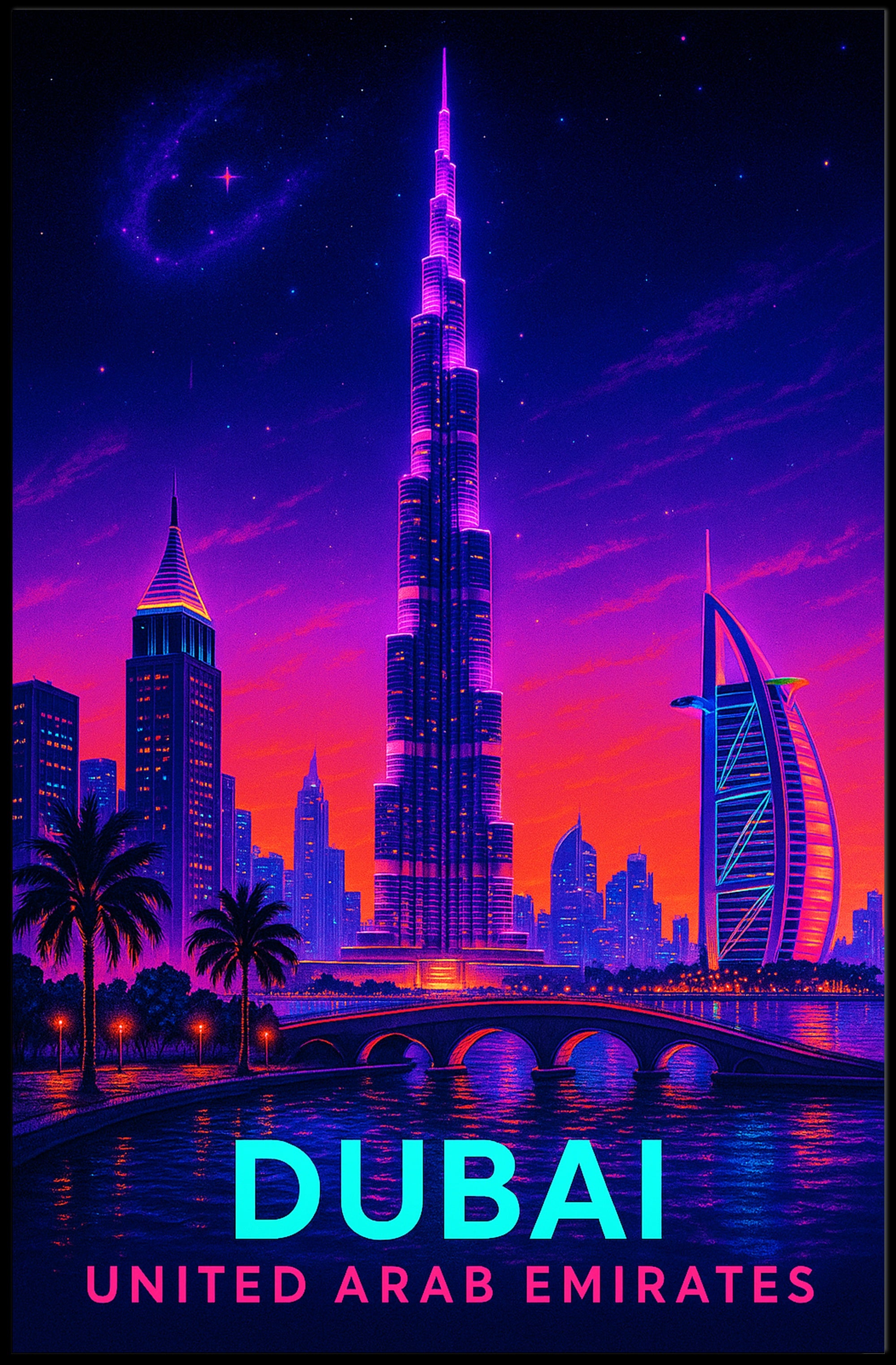 Dubai Skyline United Arab Emirates Poster PosterGoat