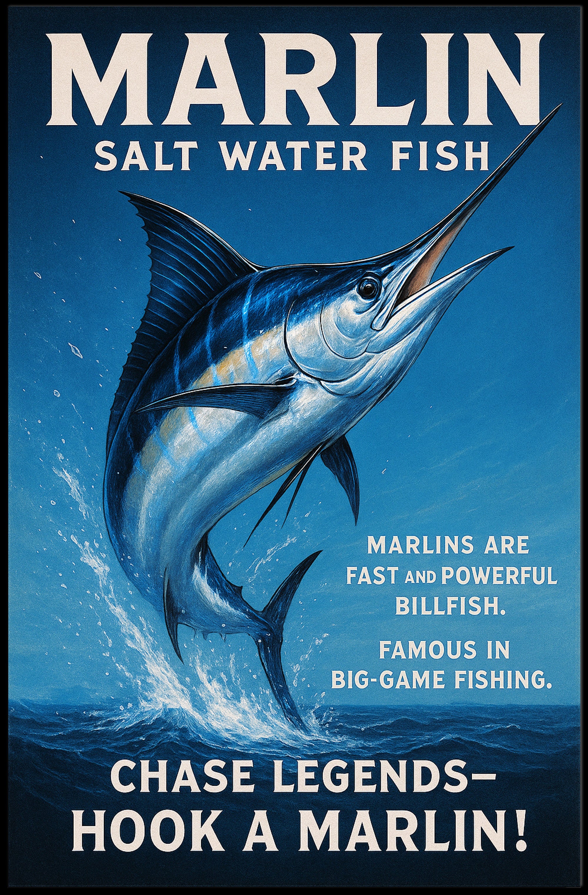 Marlin Saltwater Adventure Poster PosterGoat
