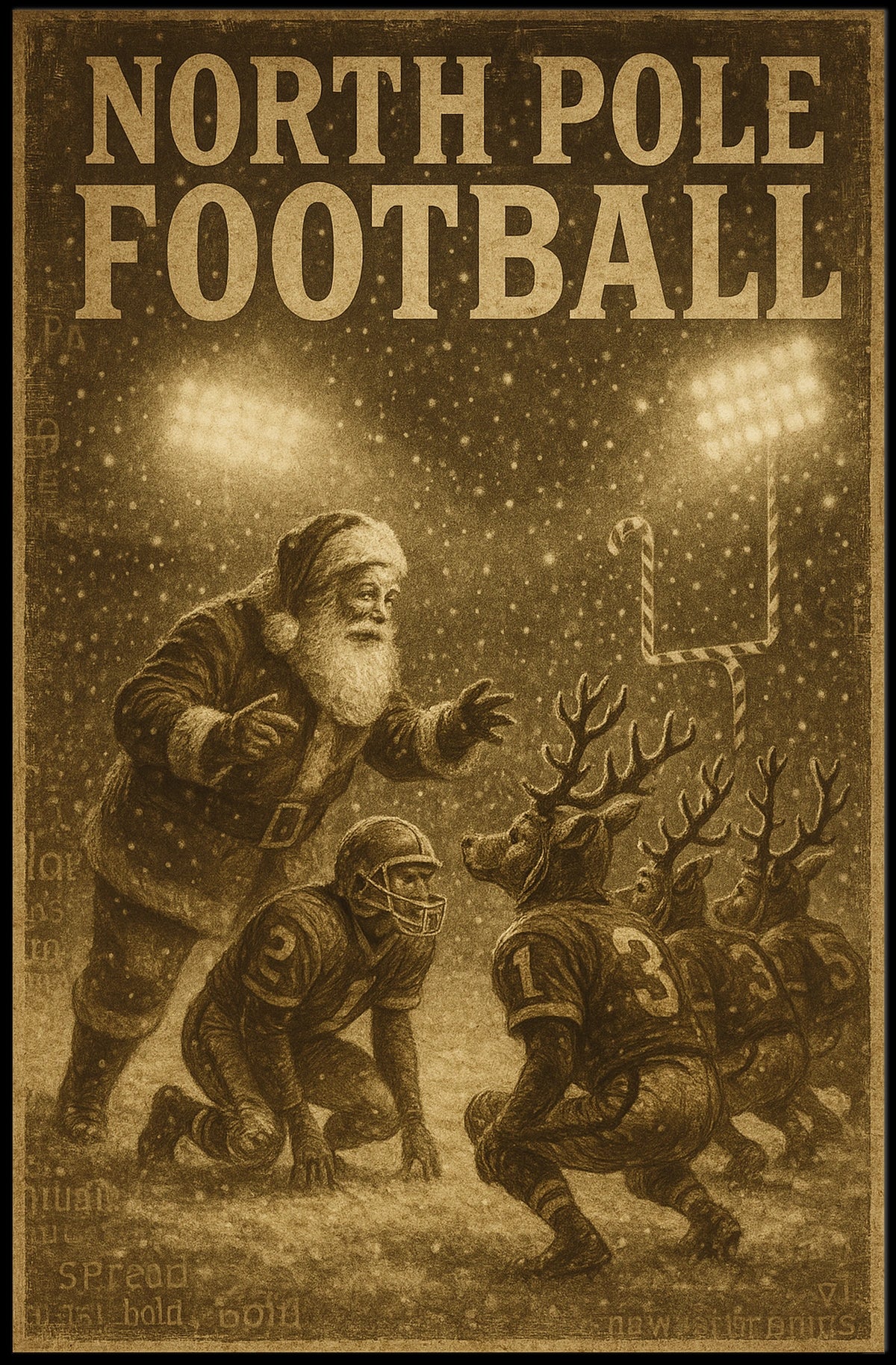 North Pole Football Vintage Holiday Sports Poster