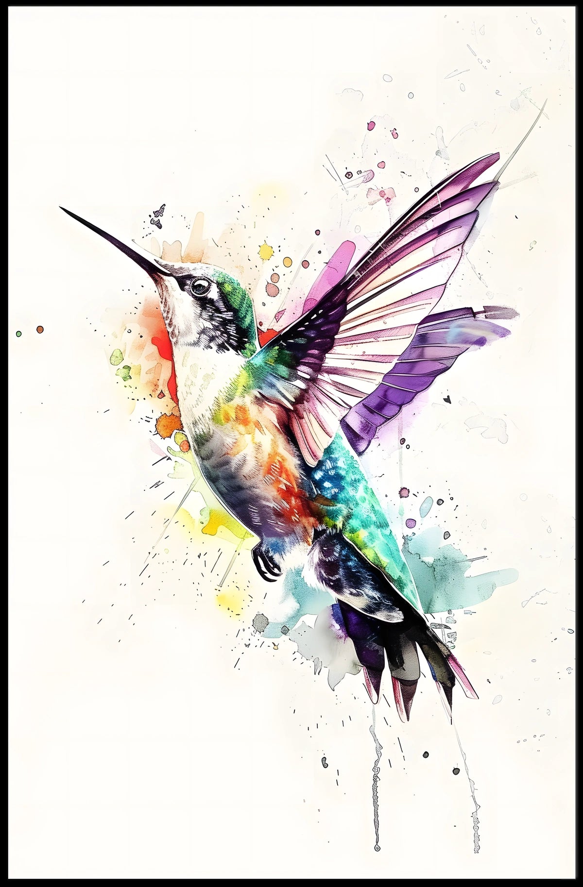 Vibrant Hummingbird Art Poster
