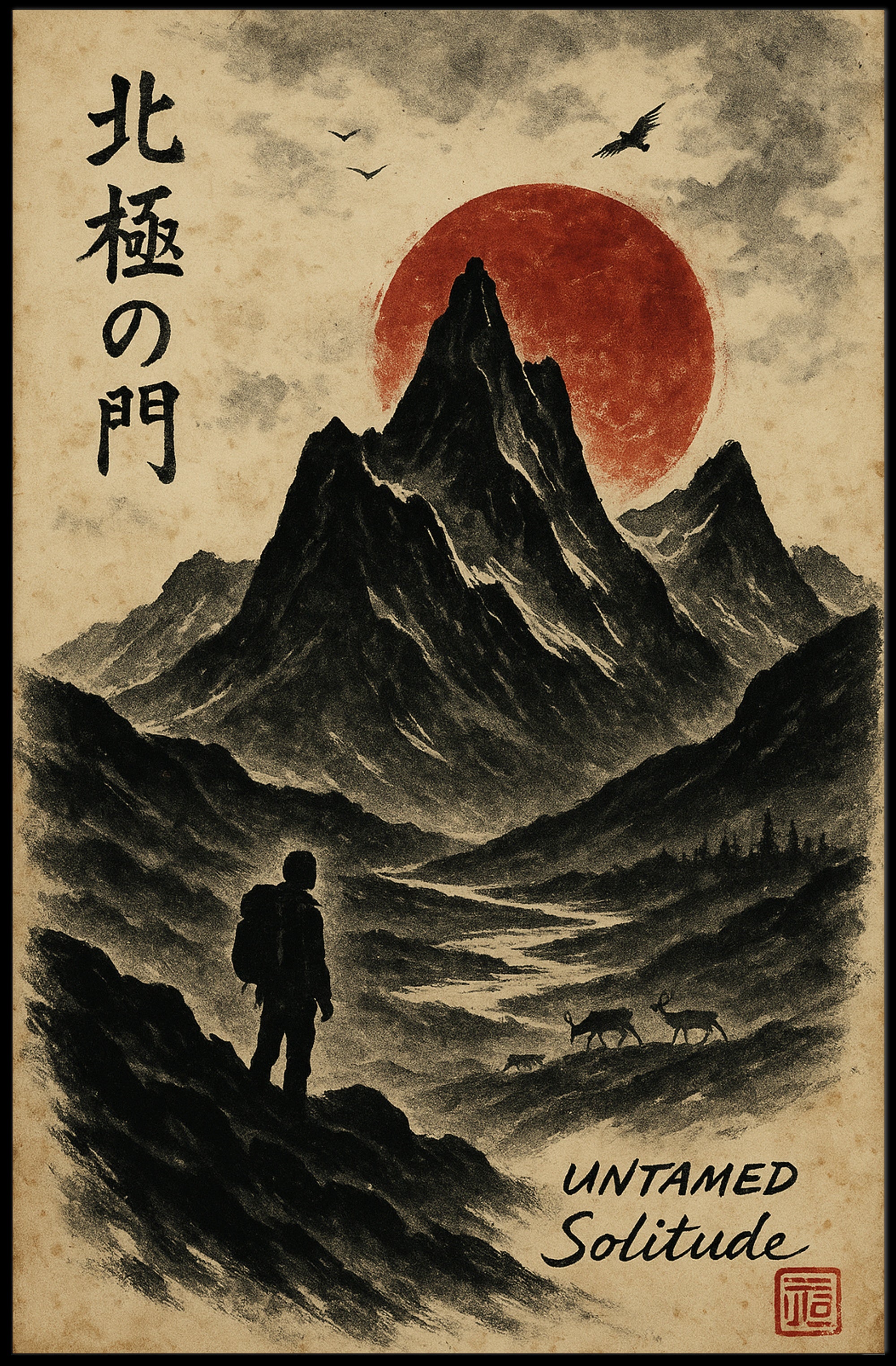 Untamed Solitude: Adventure Art Print Cultural or Heritage Poster