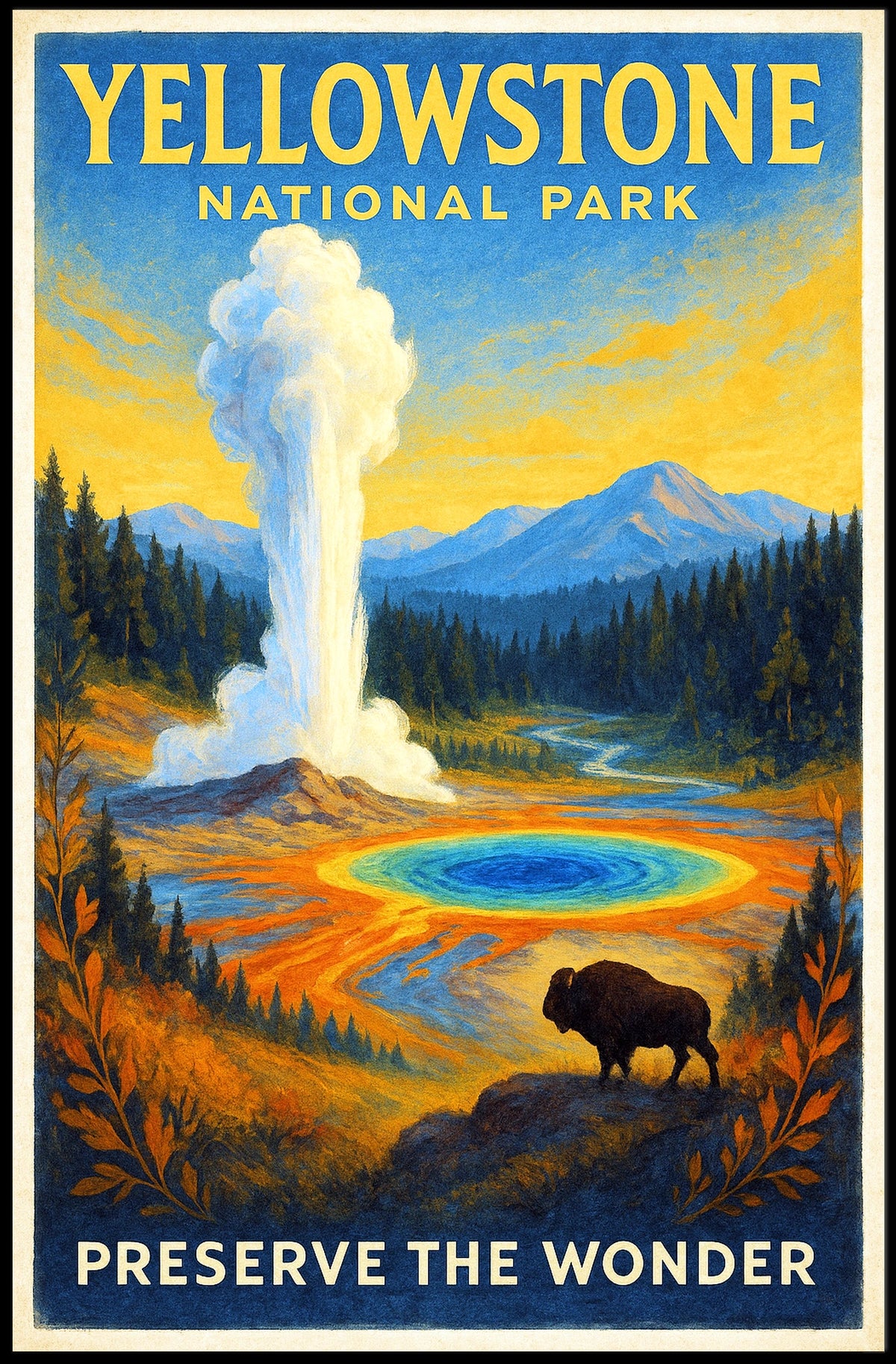 Yellowstone National Park Preserve the Wonder Poster