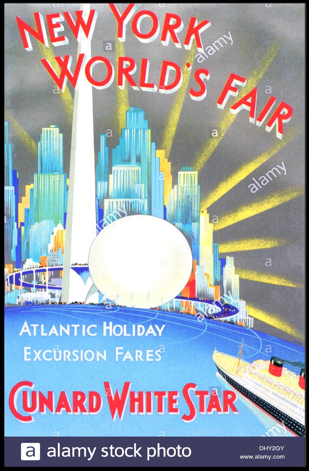 New York Worlds Fair Travel Poster Abstract Wall Art Retro