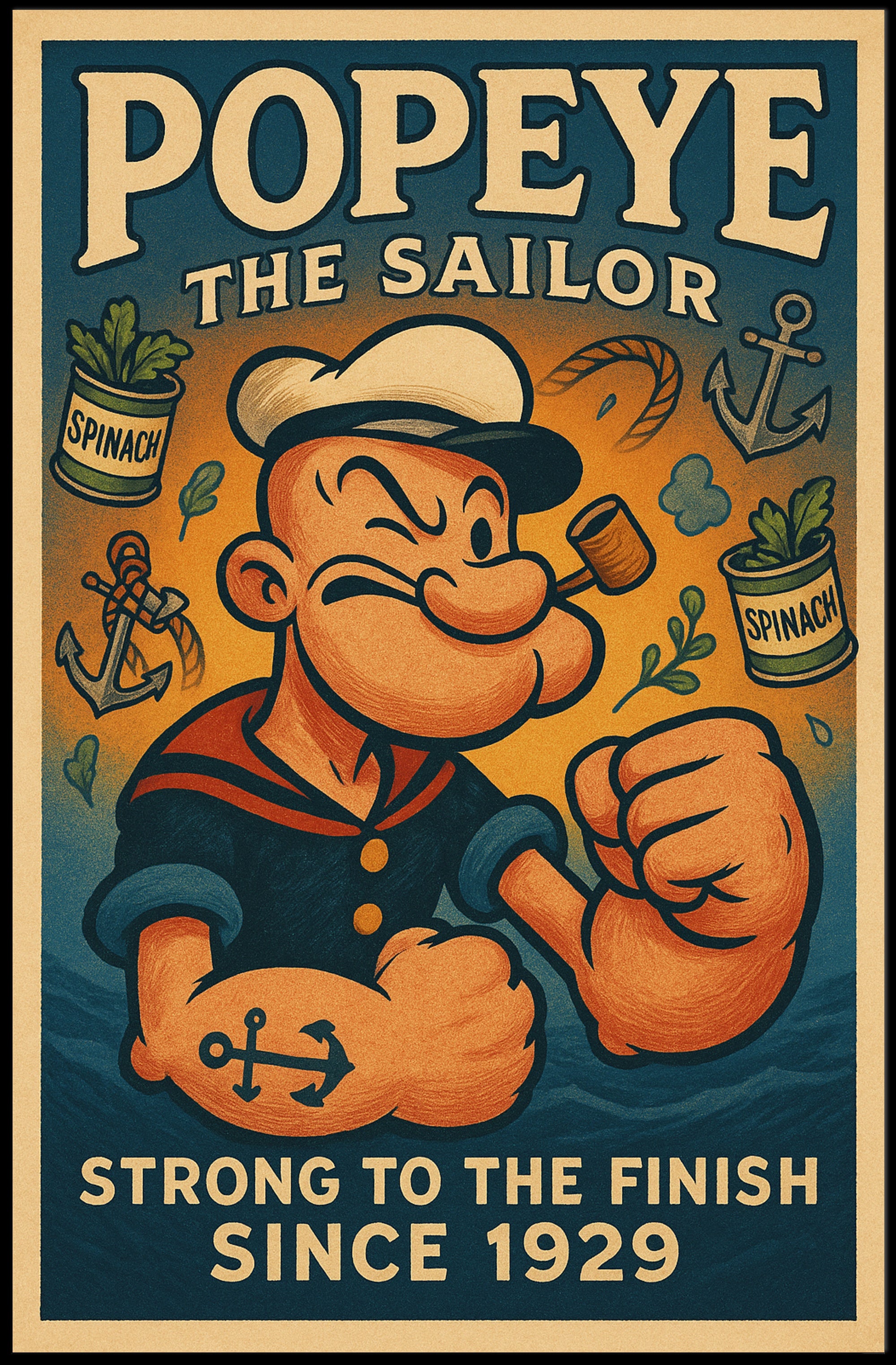 Popeye The Sailor Retro Poster Vintage Cartoon Print