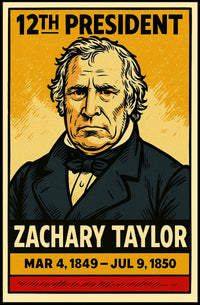 Zachary Taylor 12th President of the United States Inked Comic Style Poster