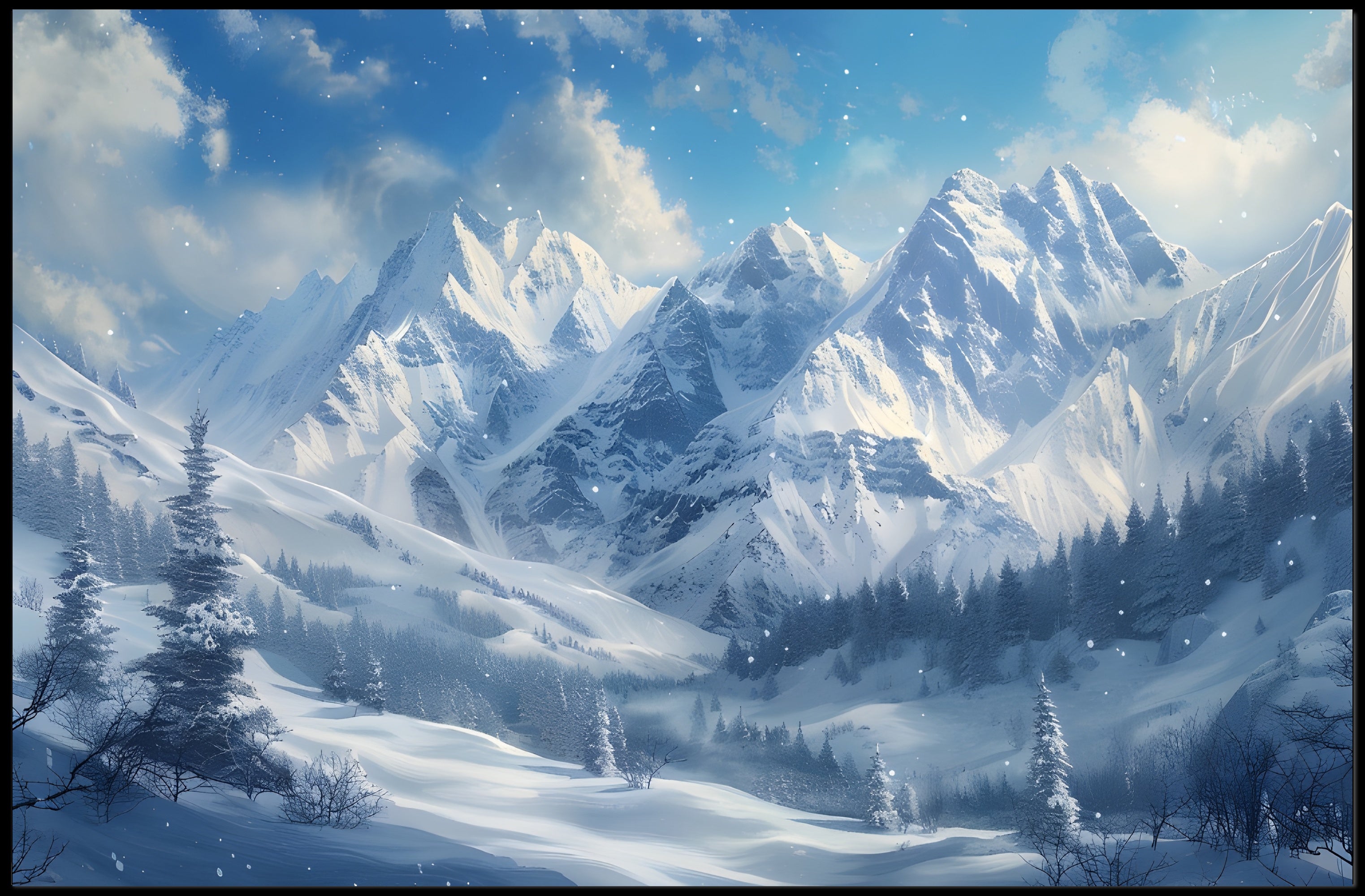 Majestic Winter Mountains Poster
