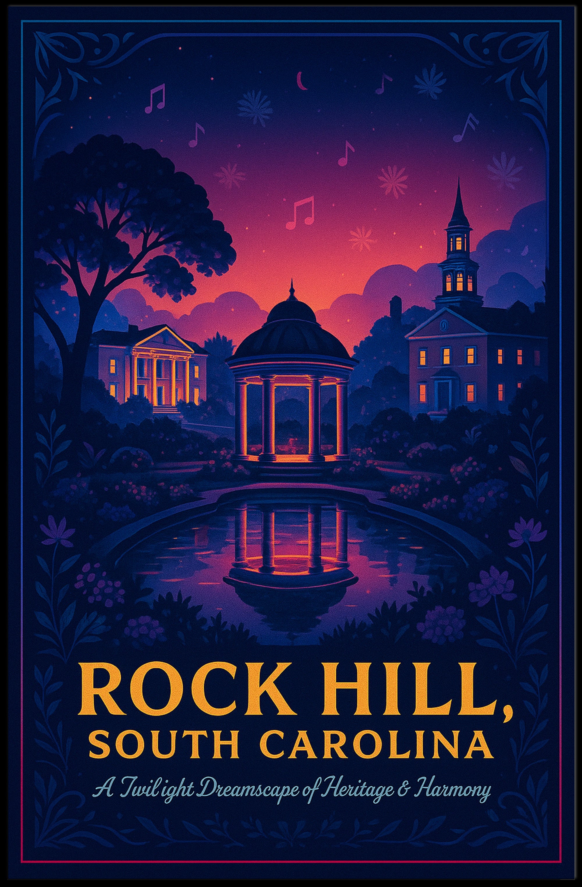 Rock Hill Twilight Dreamscape Poster