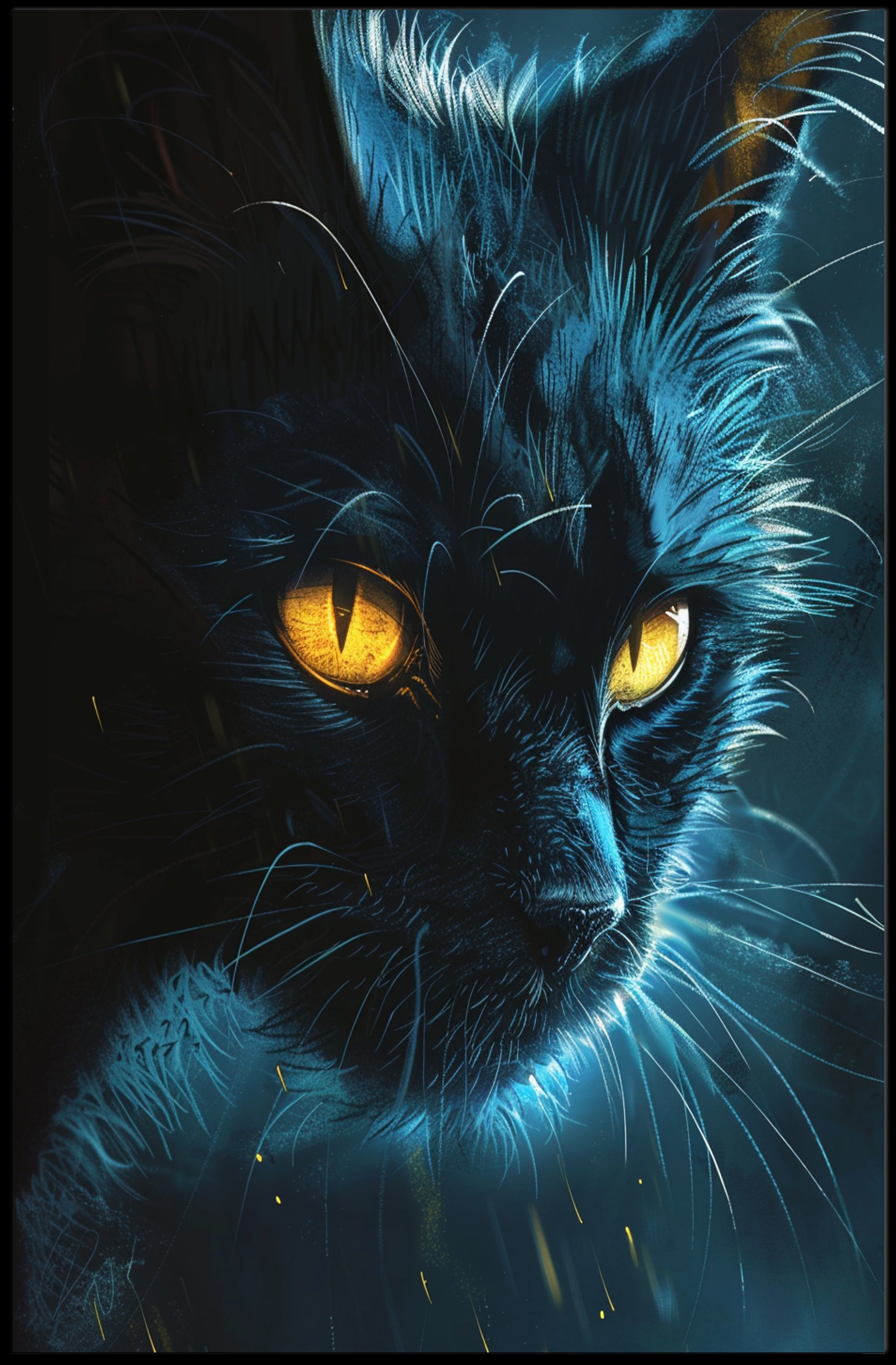 Enigmatic Feline Art Print Poster for Home Decor PosterGoat
