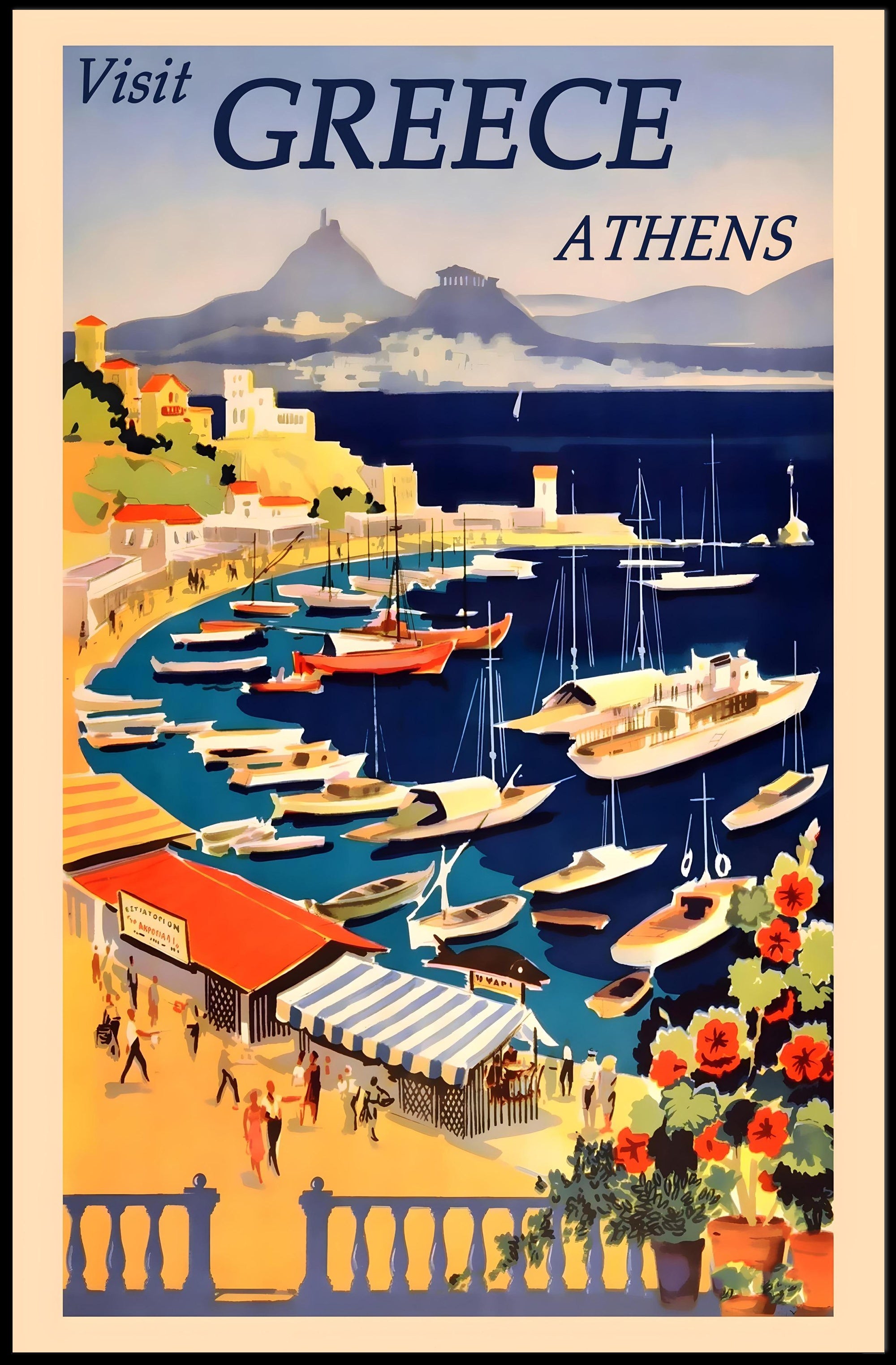 Visit Greece: Discover Athens Majestic Harbor Travel Poster