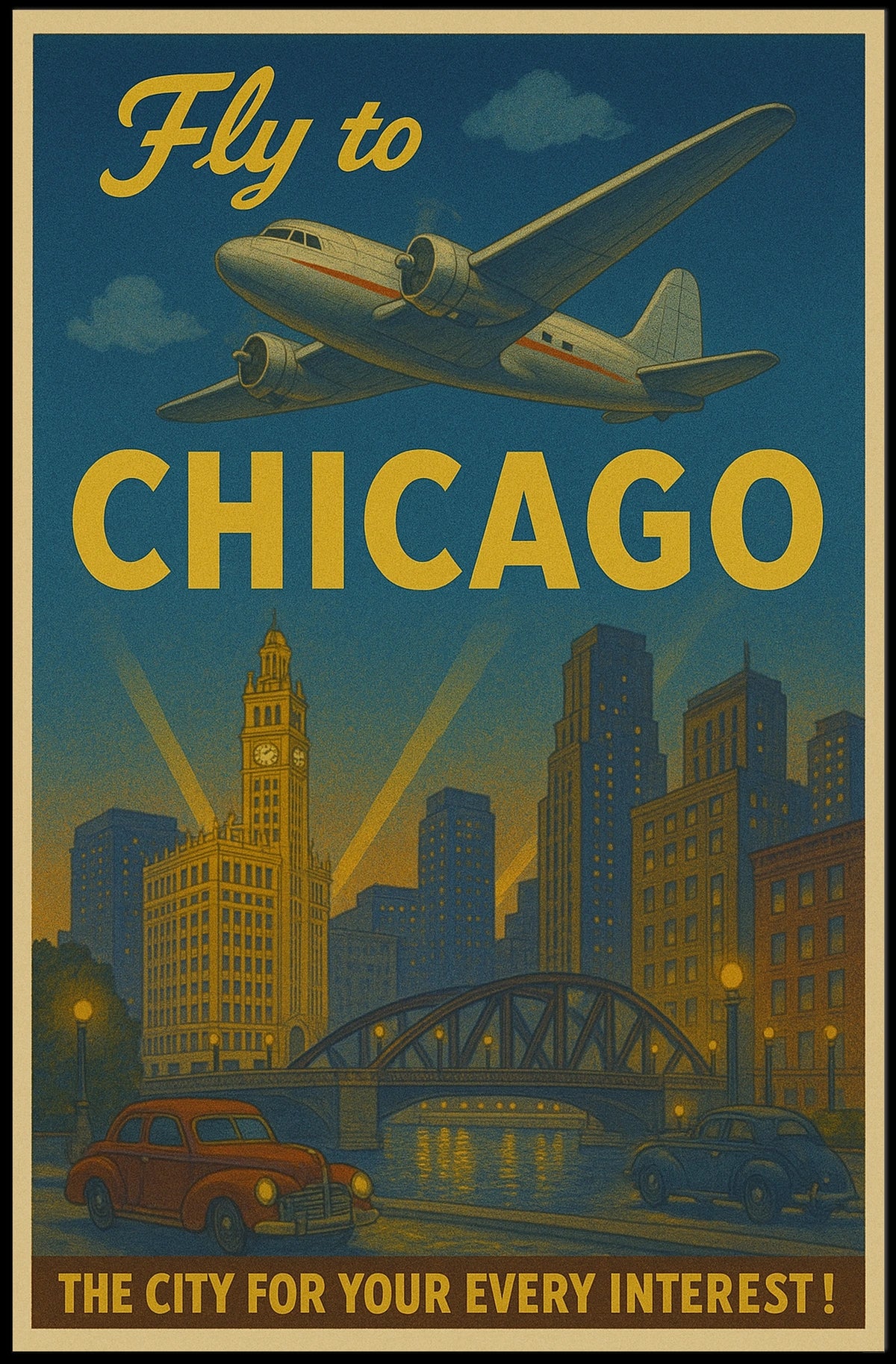 Fly to Chicago Poster