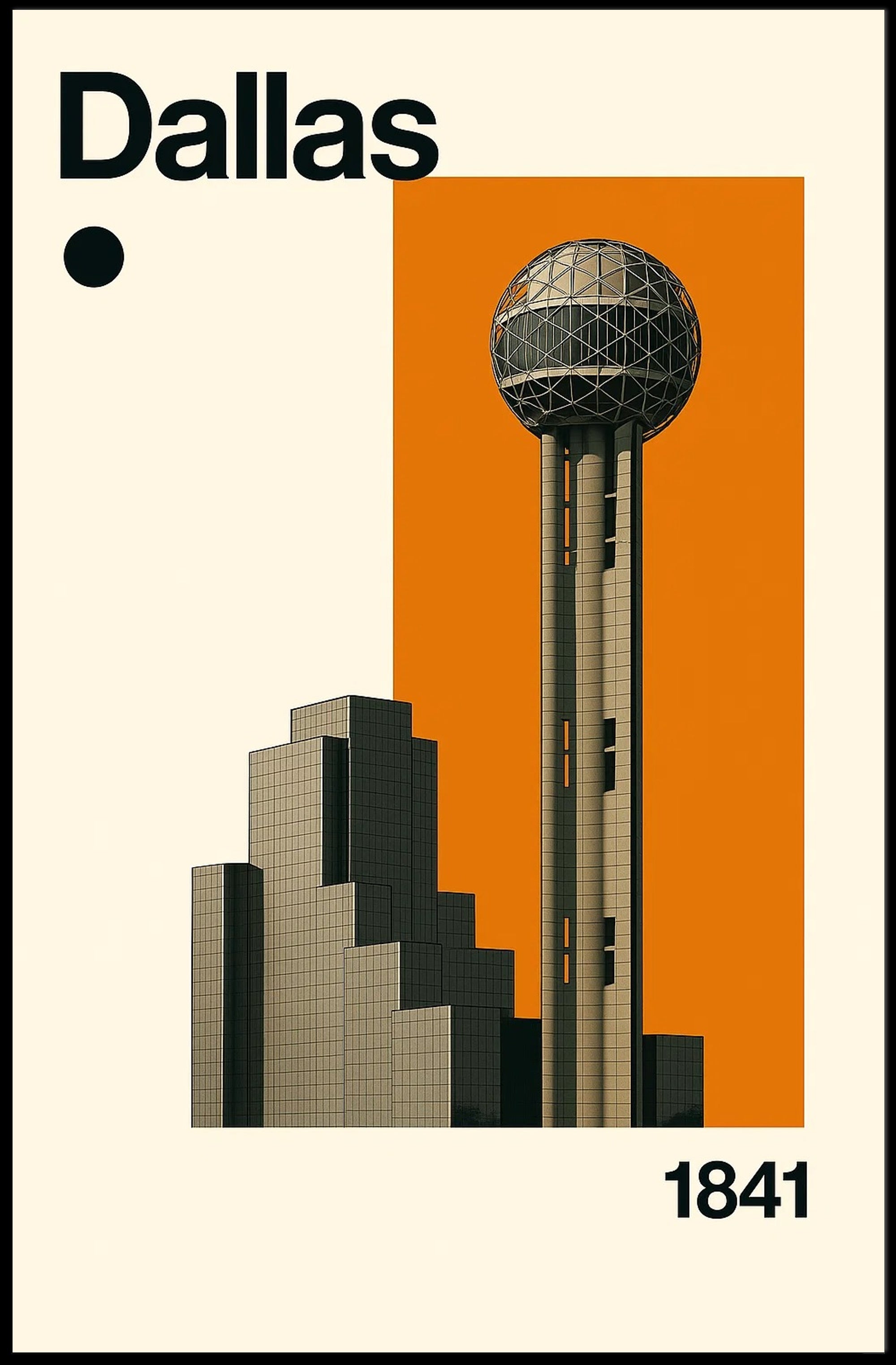 Dallas 1841 Architectural Cityscape Travel Poster