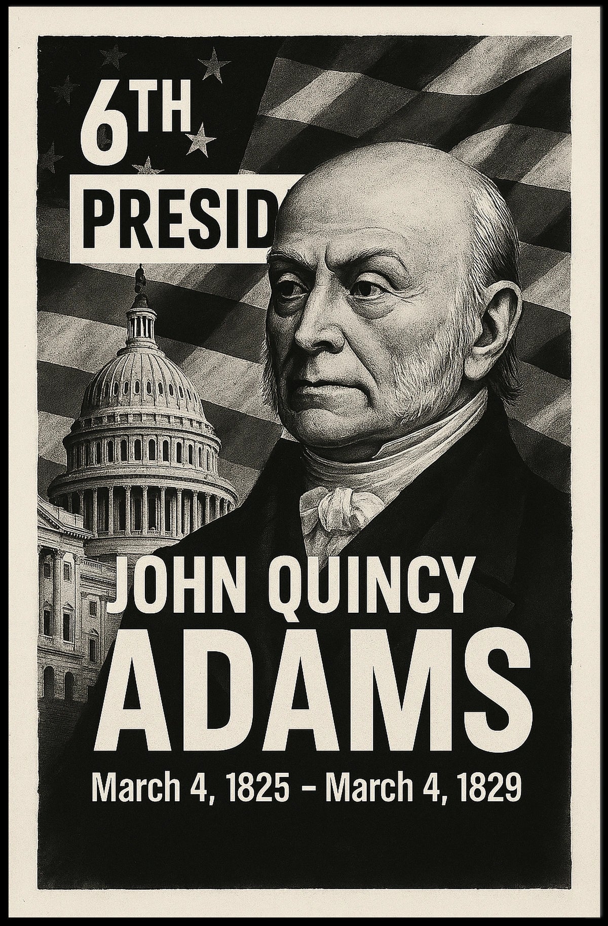 John Quincy Adams 6th President of the United States Digital Montaje Poster