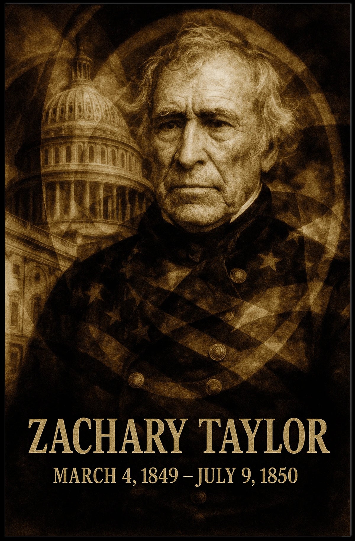 Zachary Taylor 12th President of the United States Double Exposure Poster