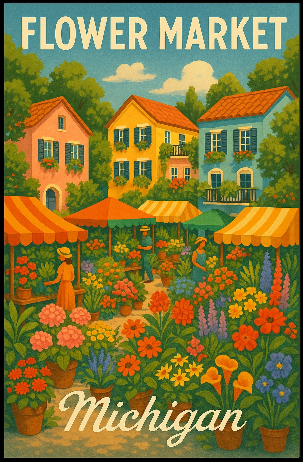 Flower Market In Michigan Poster