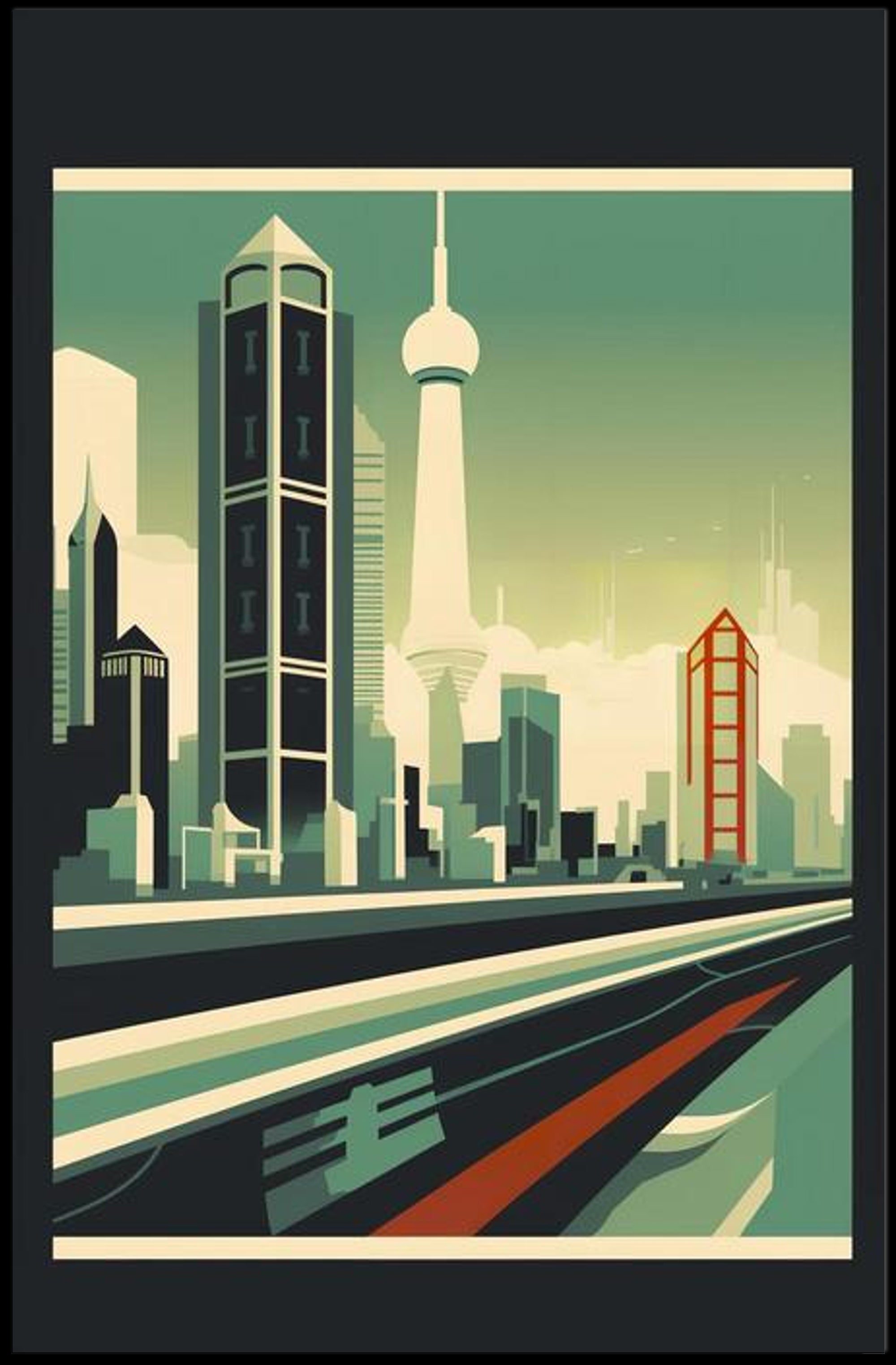 Futuristic Cityscape: Urban Innovation and Minimalist Skyline Poster