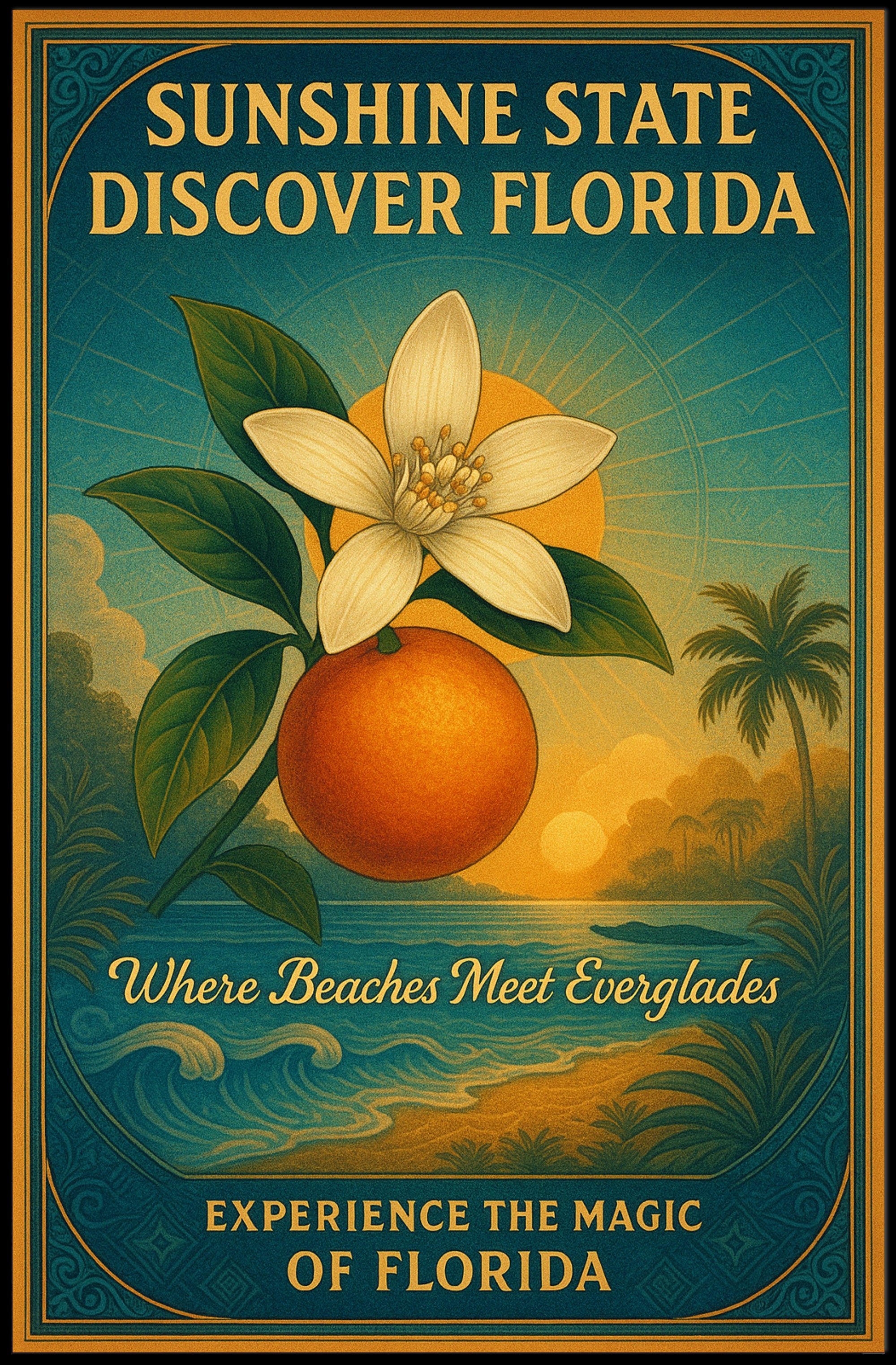 Florida Sunshine State Travel Poster Vintage Print