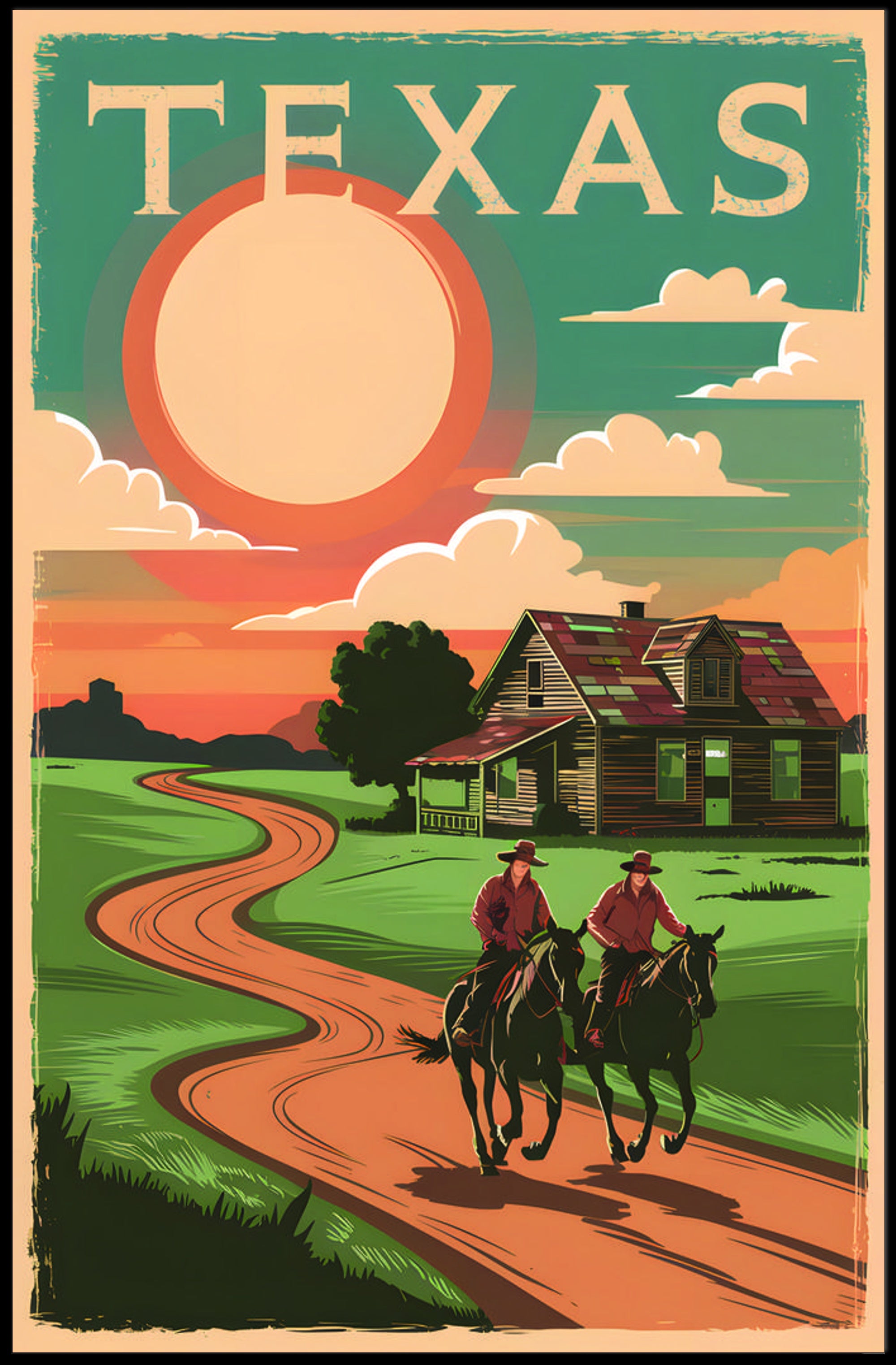 Texas Sunset Ride Poster