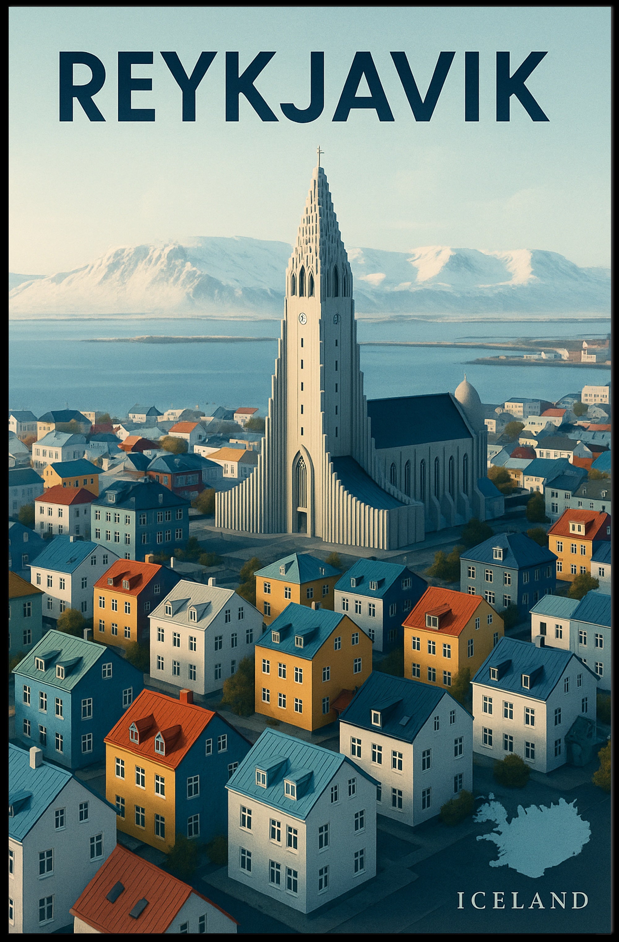 Reykjavik Cityscape Adventure Travel Poster PosterGoat