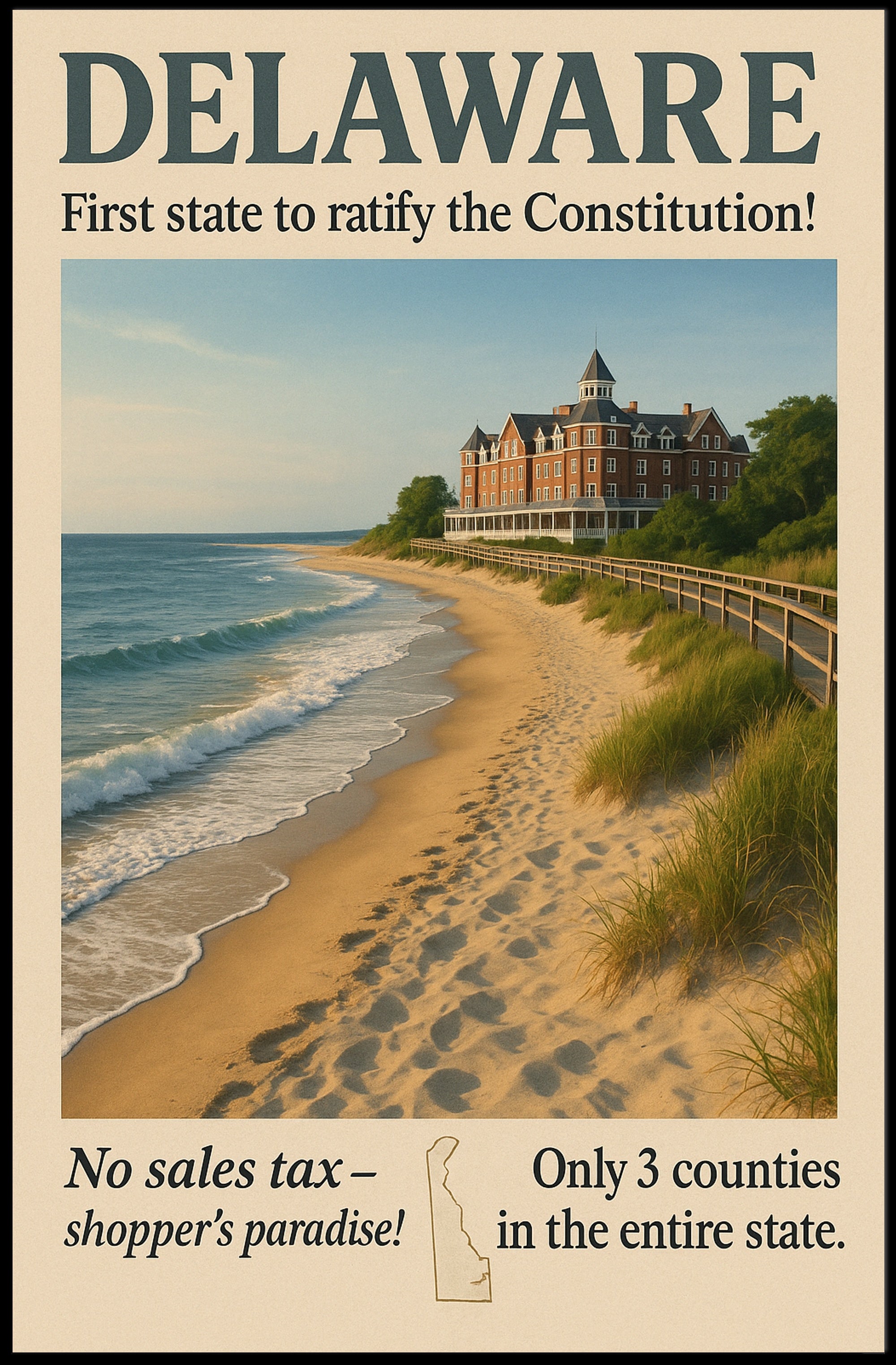 Delaware First State Highlights Wall Art Print PosterGoat