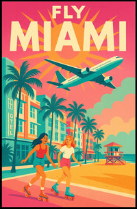 Miami Roller Skating Adventure Travel Poster