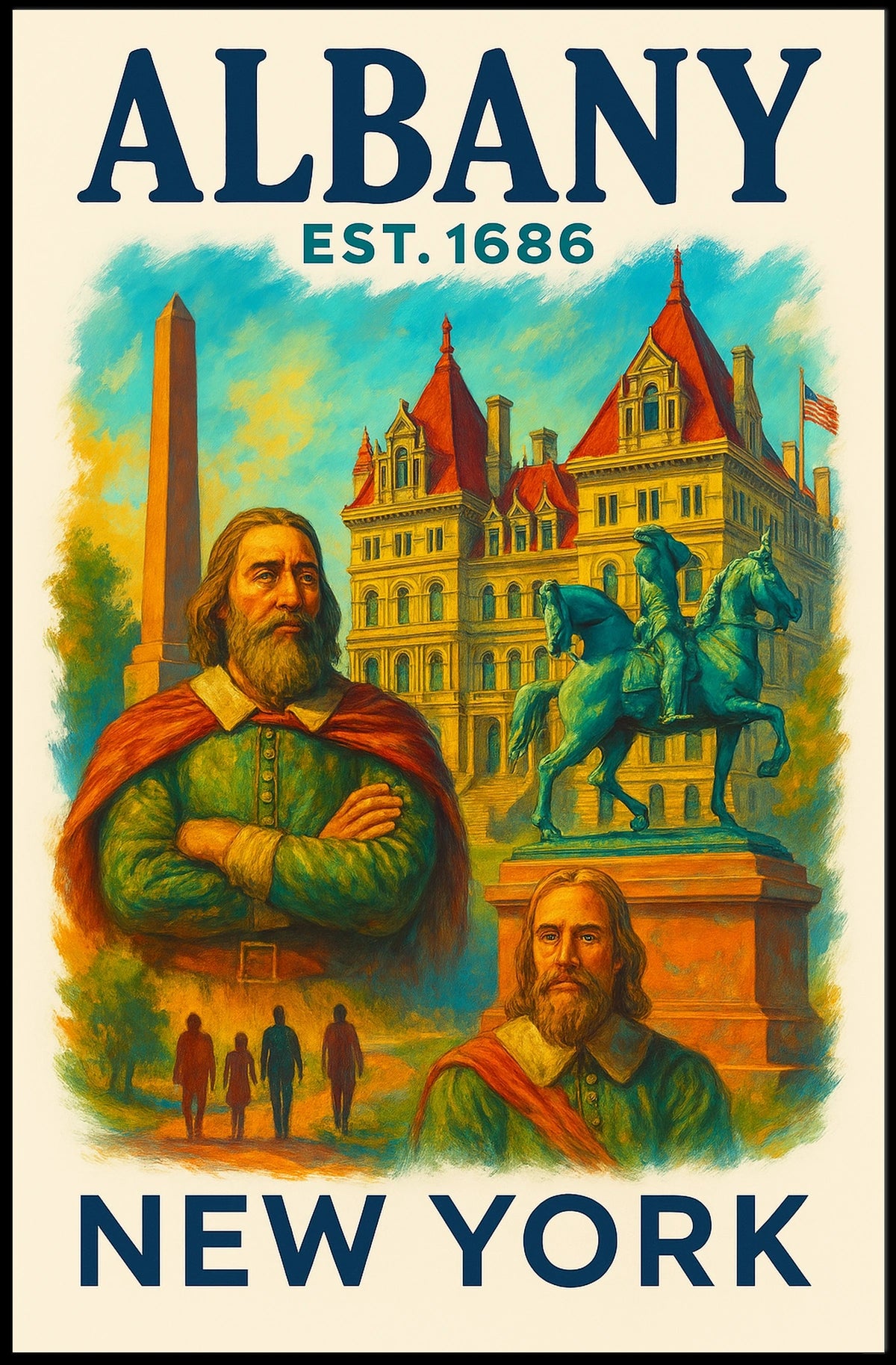 Albany History And Architecture Poster Vintage Wall Art