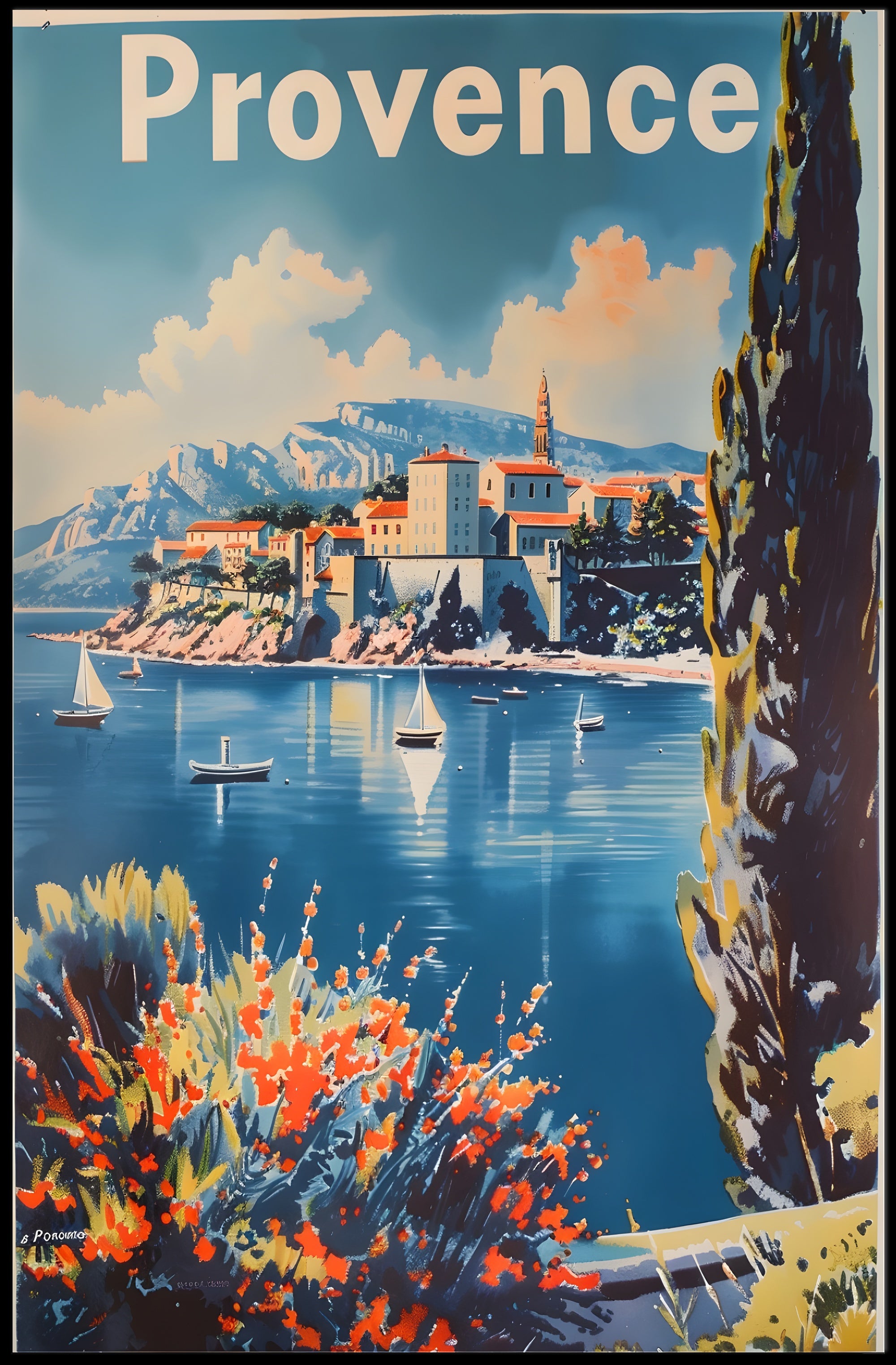 Scenic Provence Escape Vintage Travel Poster