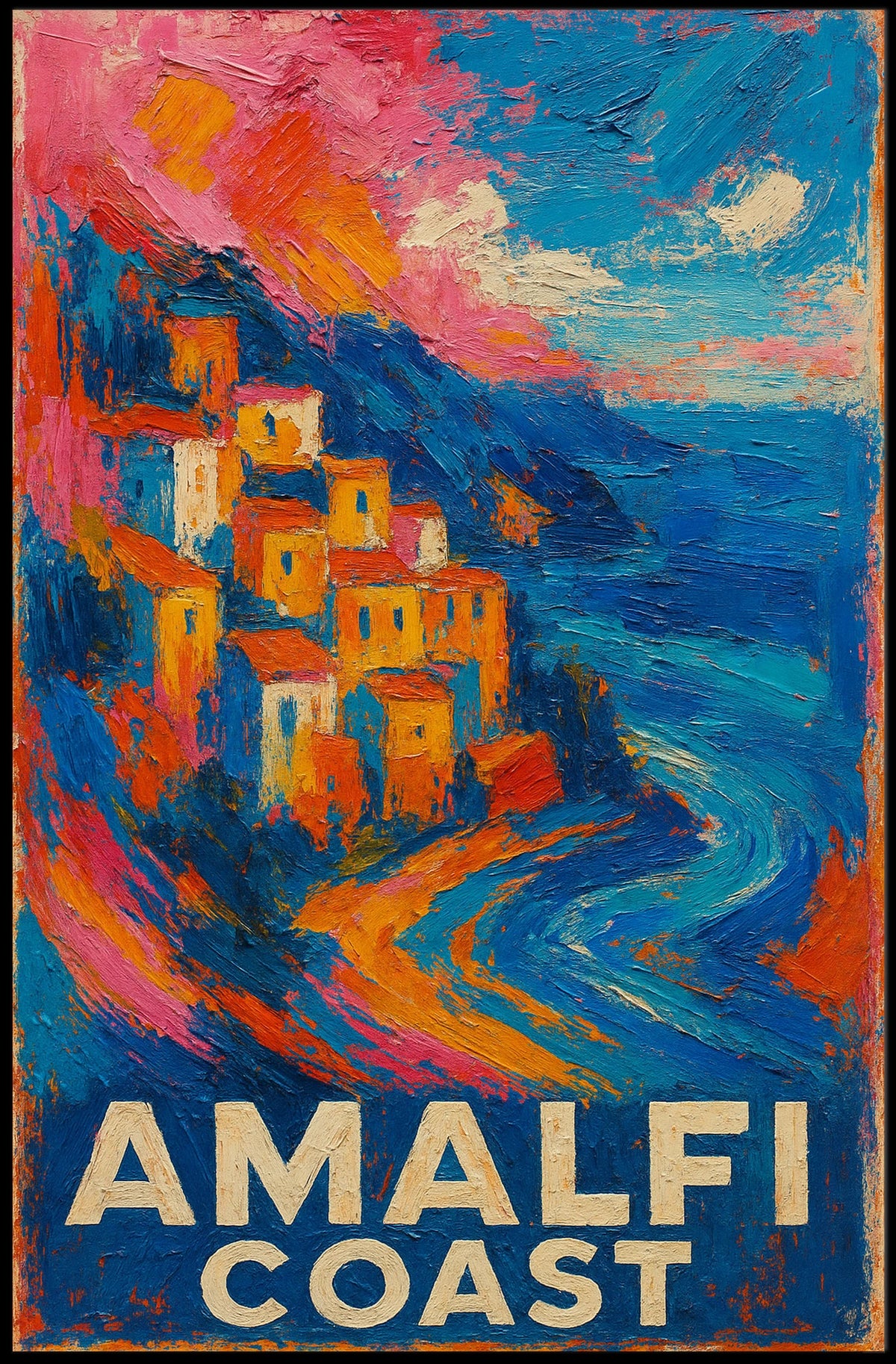 Amalfi Coast Poster Wall Art Print 18x24 Coastal Decor