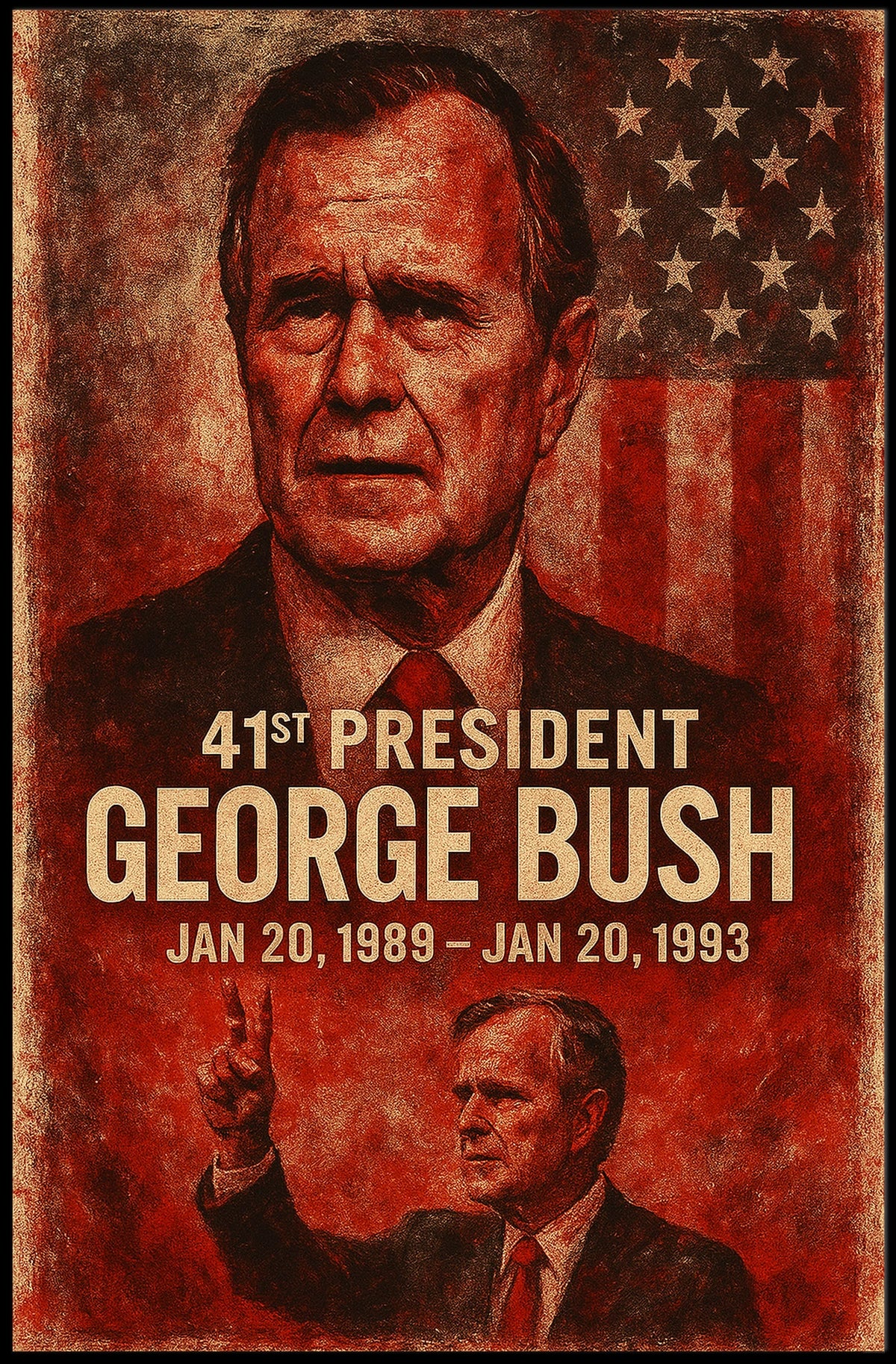 41st President Patriotic Vintage Historical or Presidential Poster