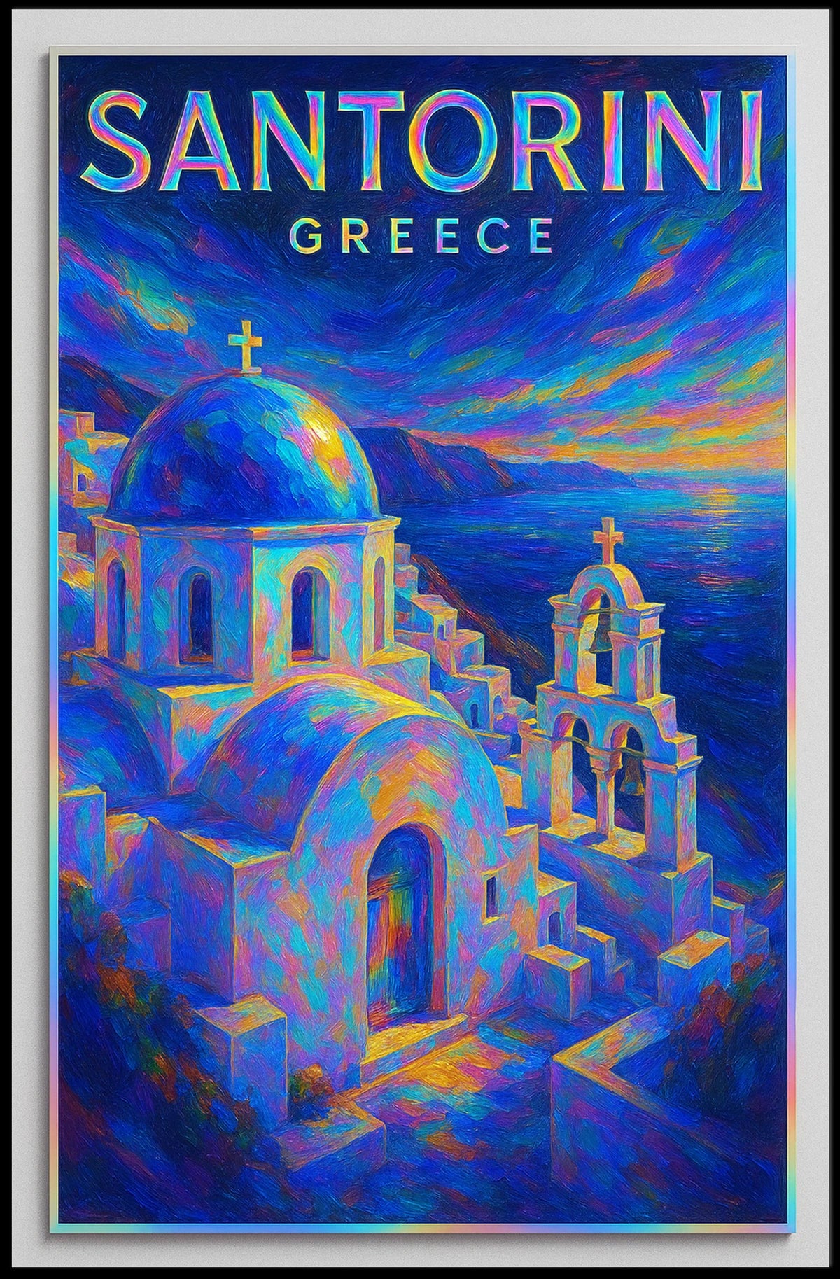 Santorini, Greece A Vibrant Escape Poster
