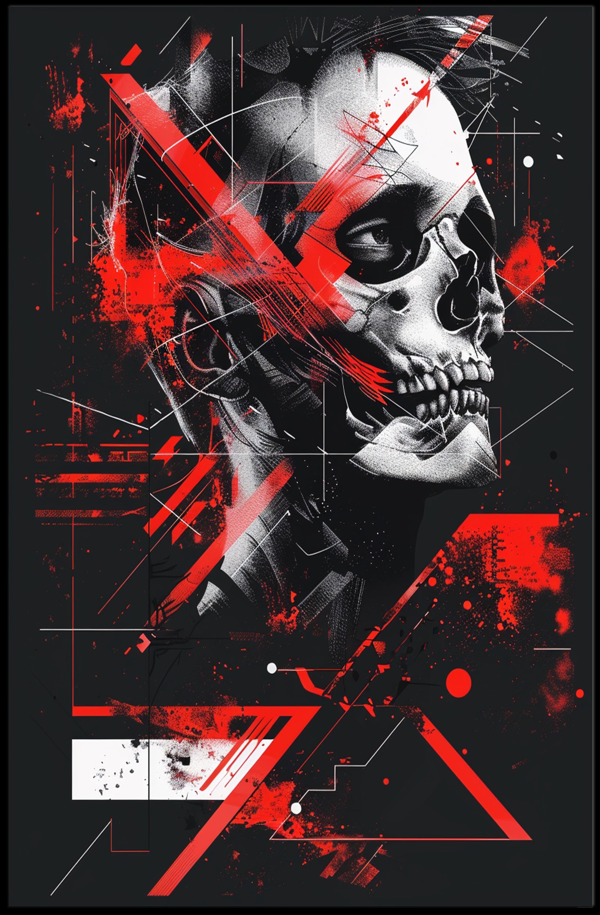 Skull Artistry: Edgy Abstract Design Futuristic Sci-Fi Poster PosterGoat