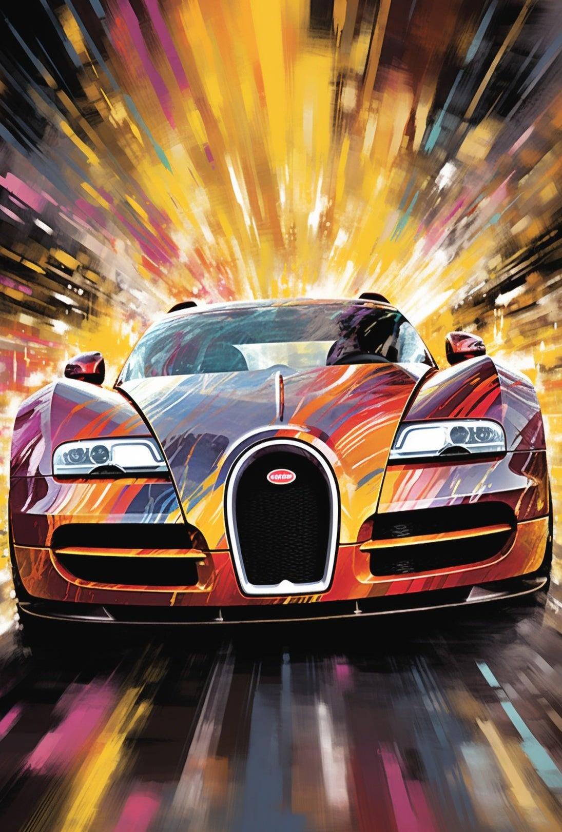 Fiery Sports Car Speed Chase Poster