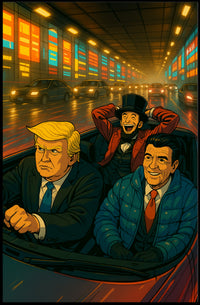 Whimsical Journey in a Convertible - Pop Culture Poster