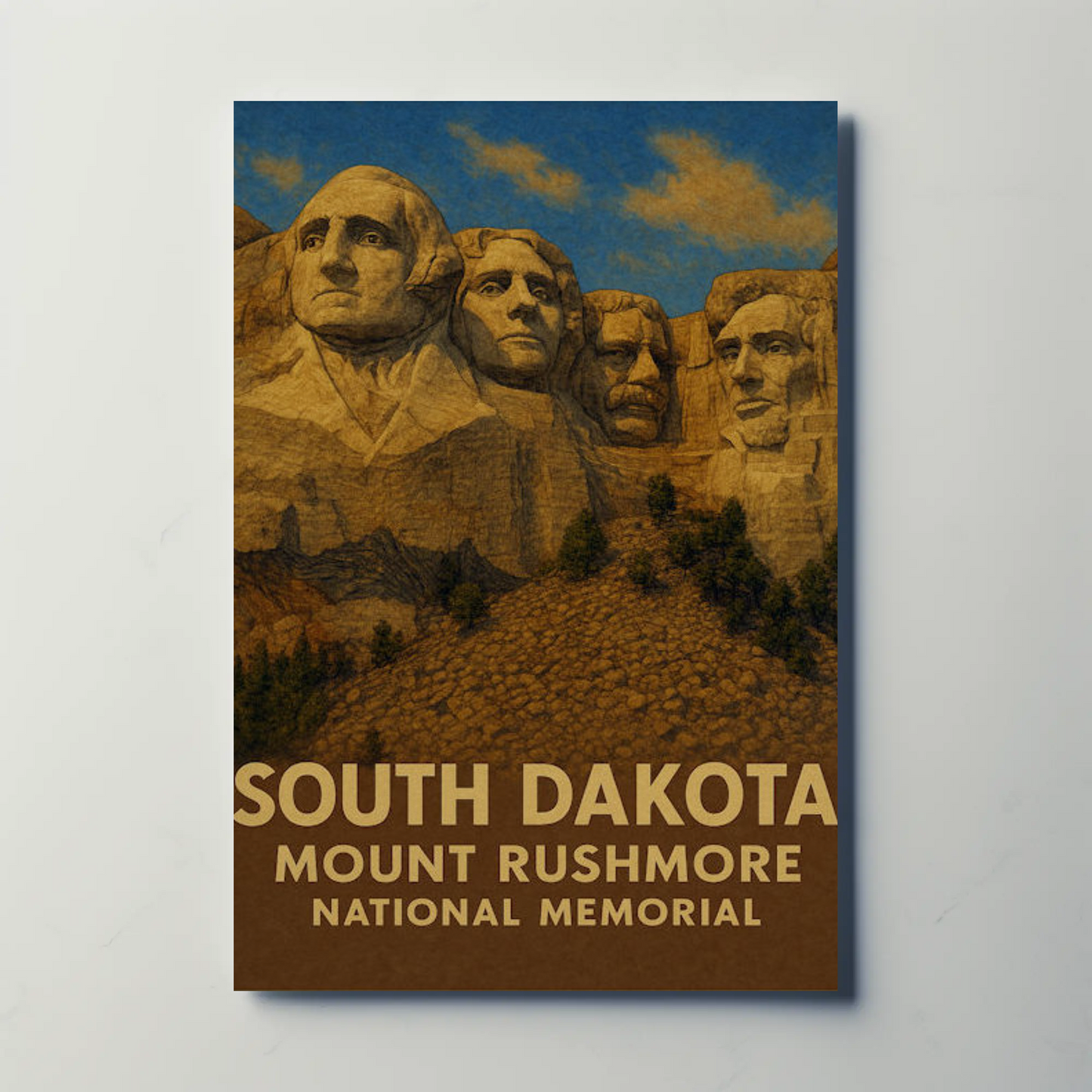 Mount Rushmore National Memorial Realistic Style Travel Poster