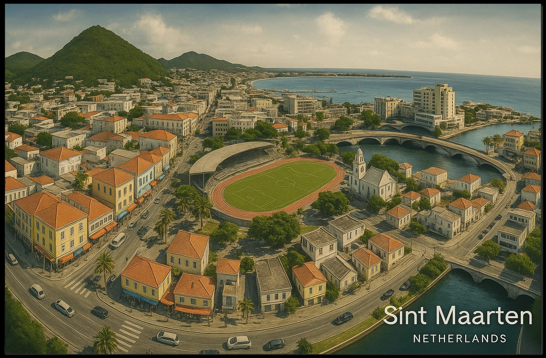 Sint Maarten Aerial View Poster