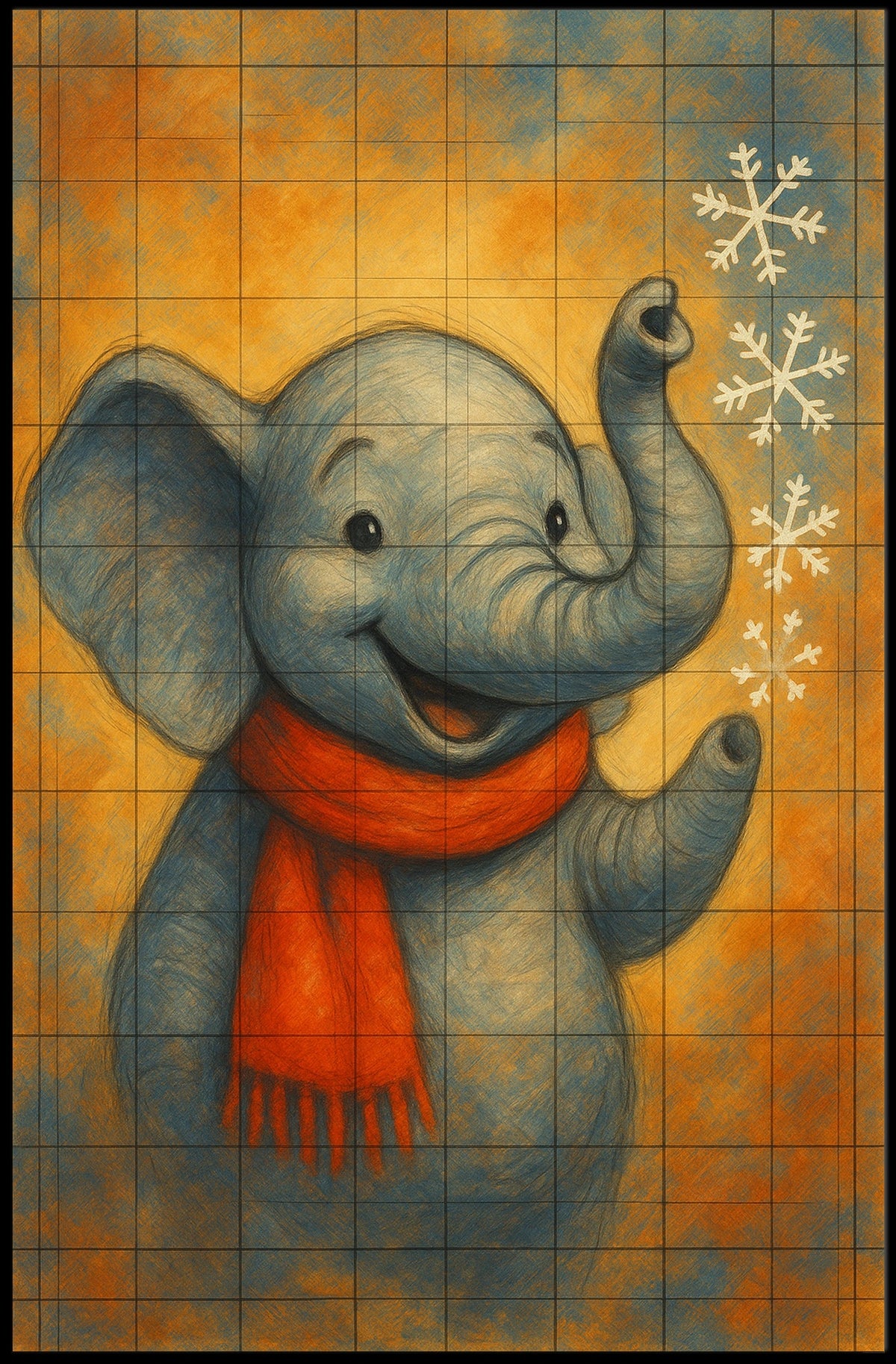 Winter Elephant Delight Poster