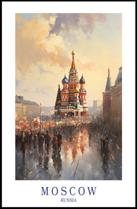 Moscow Urban Life Impressionistic Travel Poster PosterGoat