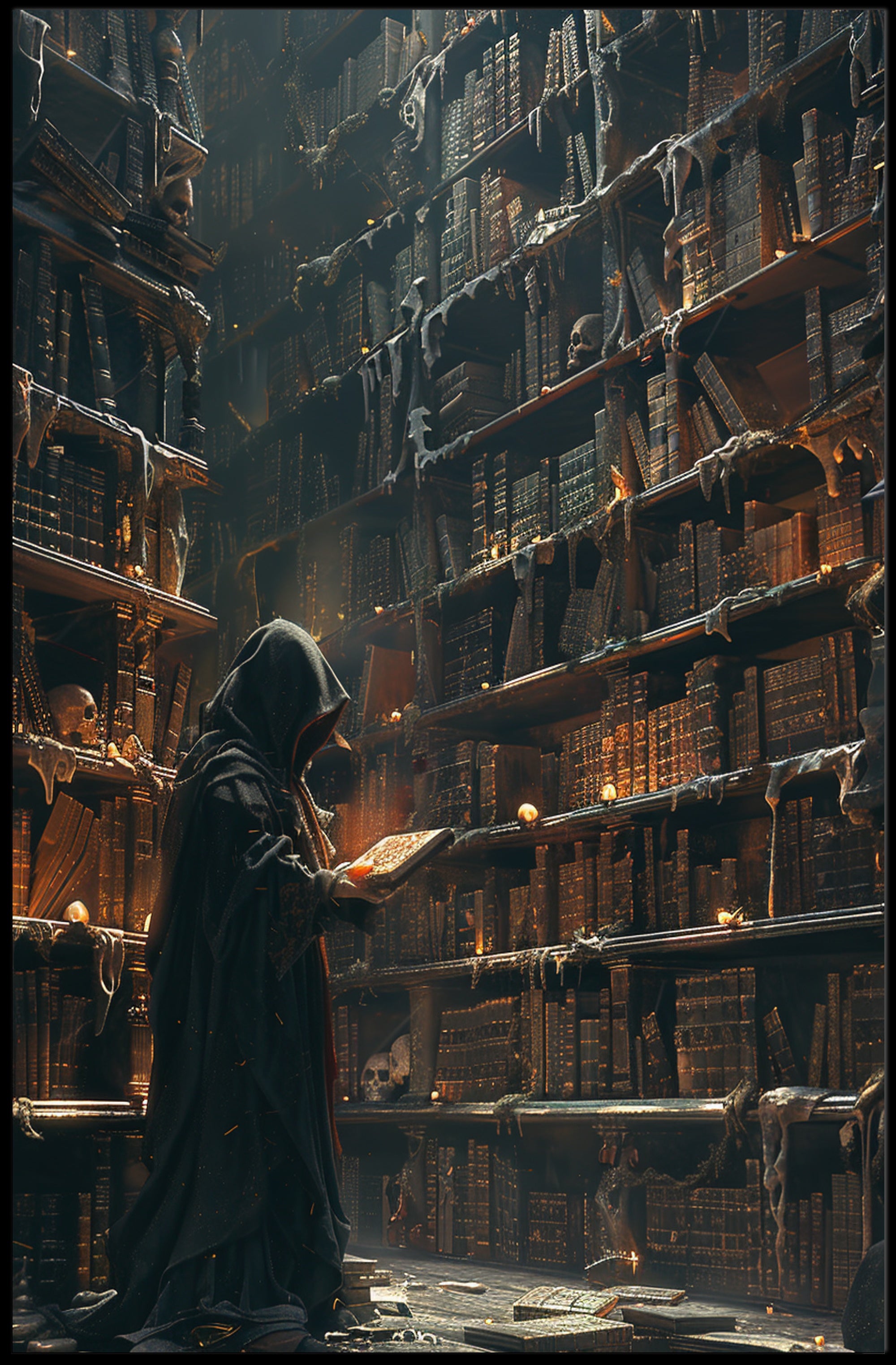 Mystical Library in Gothic Fantasy Poster PosterGoat
