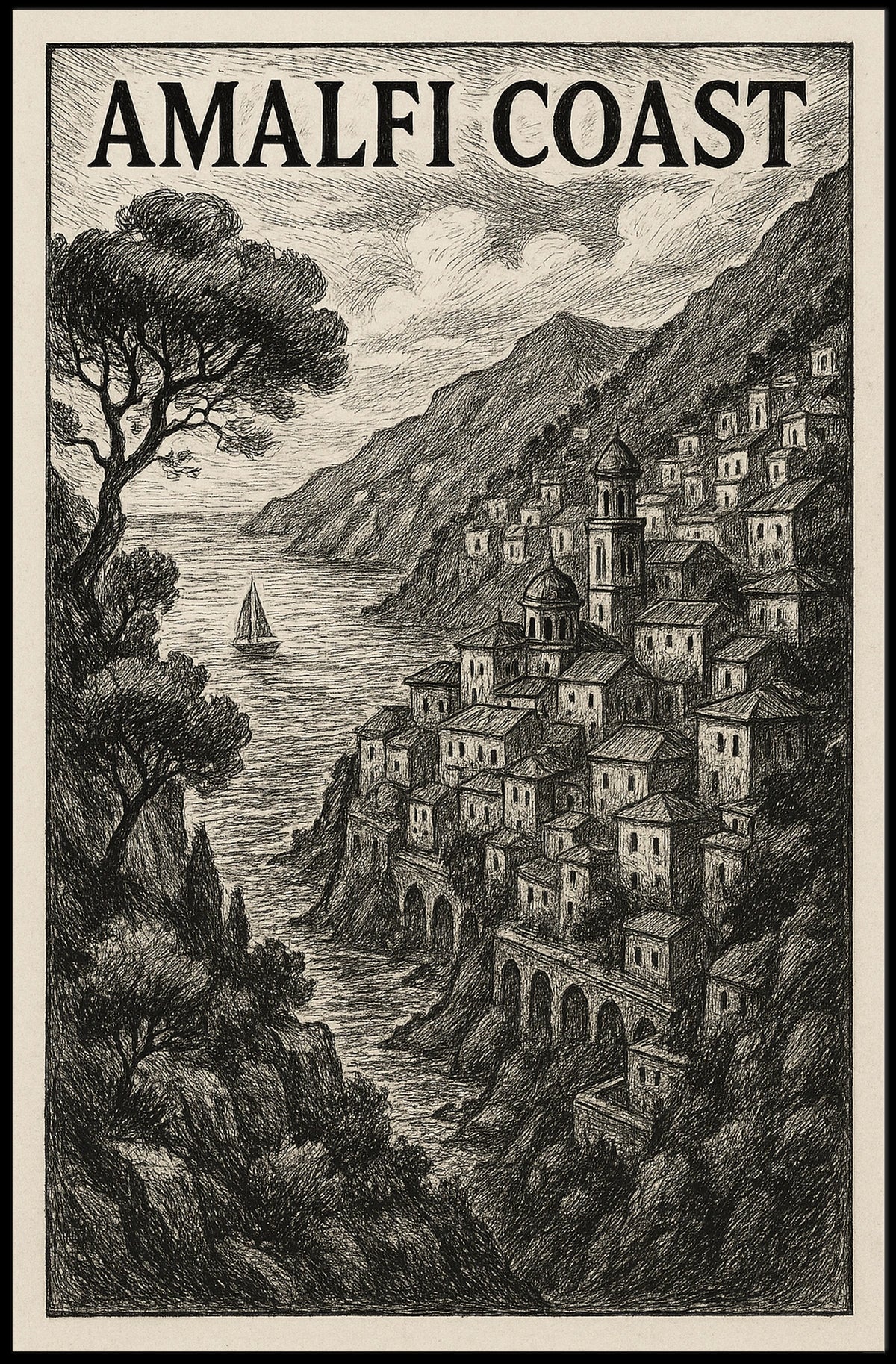 Amalfi Coast Poster Coastal Wall Art Print 18x24 Gallery