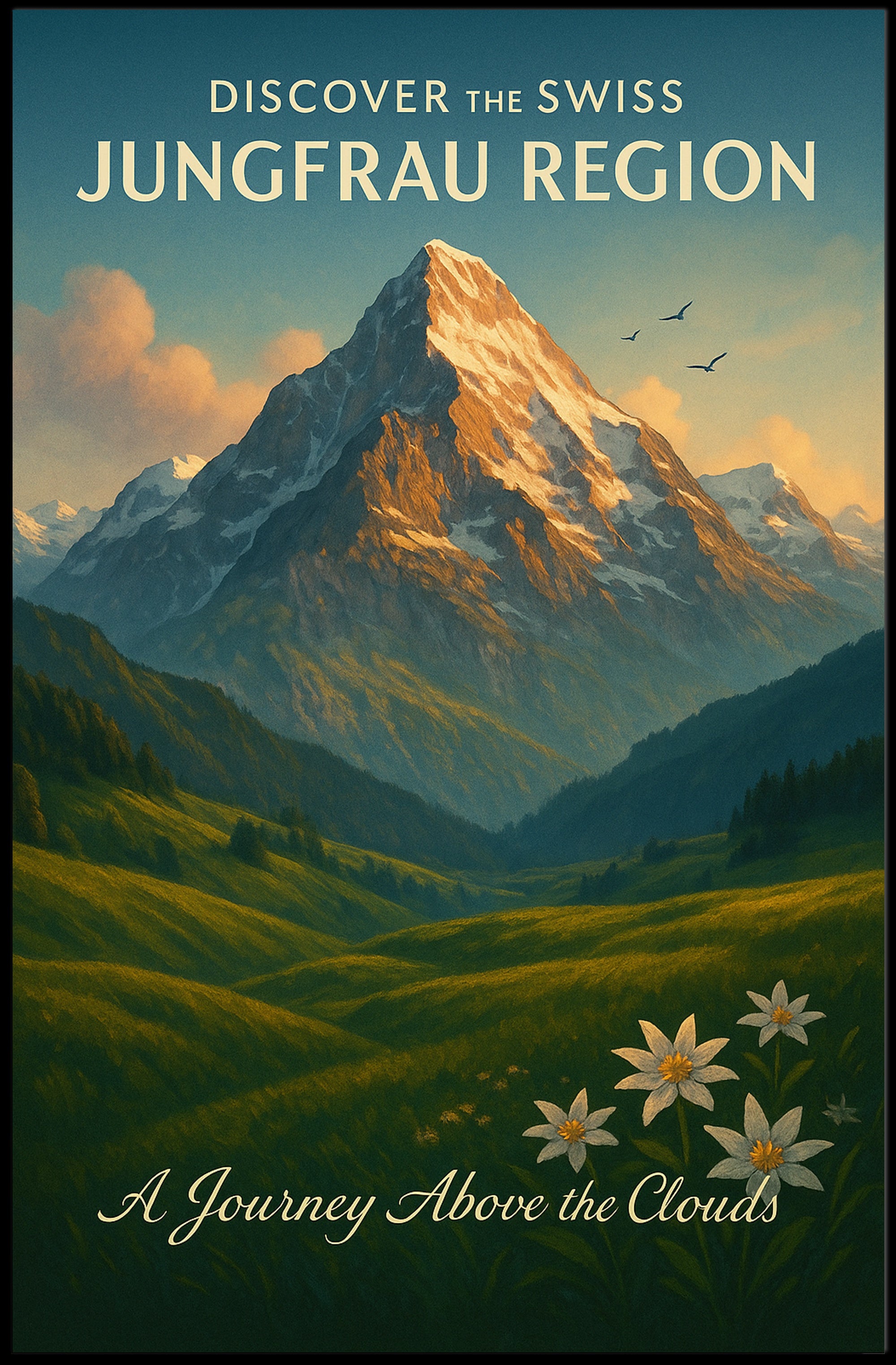 Jungfrau Region Vintage Travel Poster Print