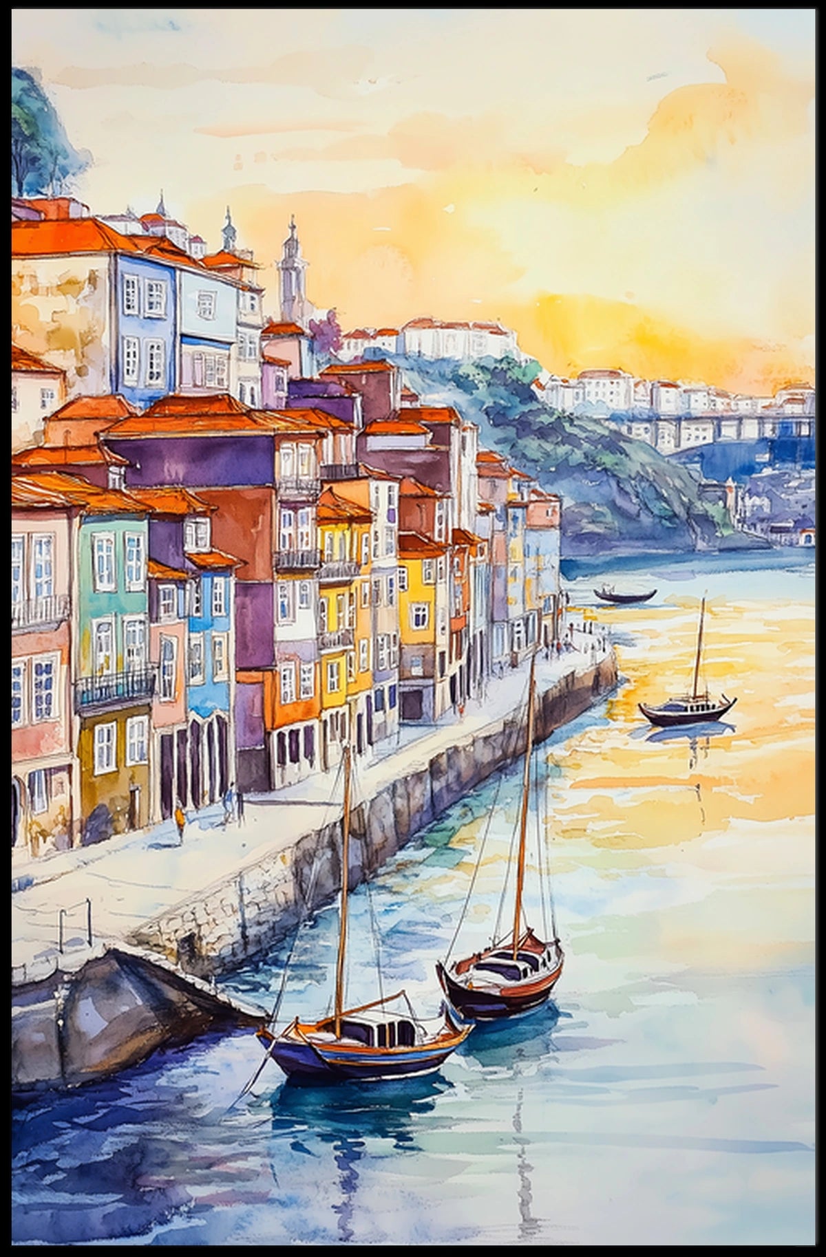 Portugal Porto Ribeira Riverside Poster