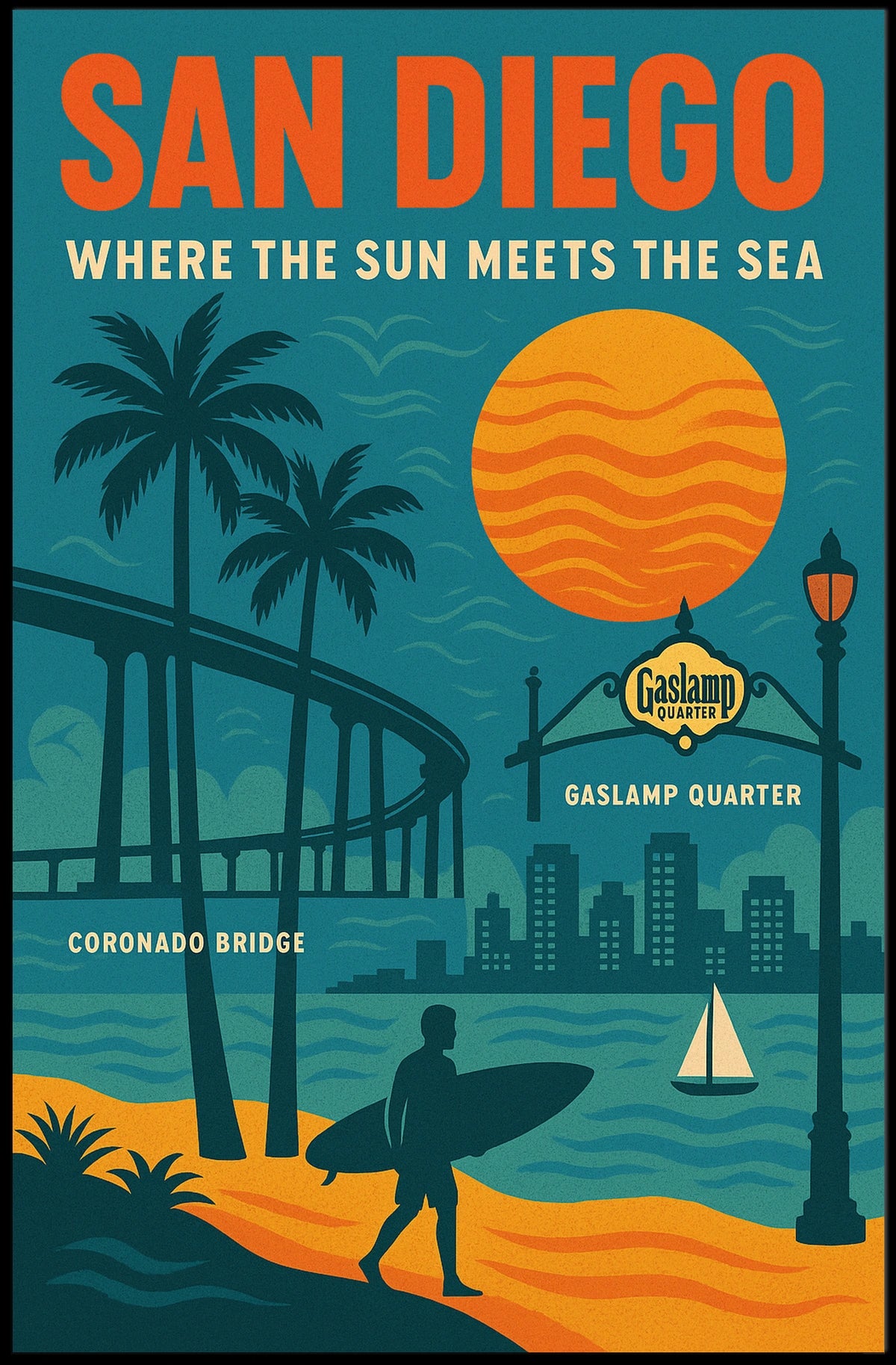 San Diego Where the Sun Meets the Sea Poster