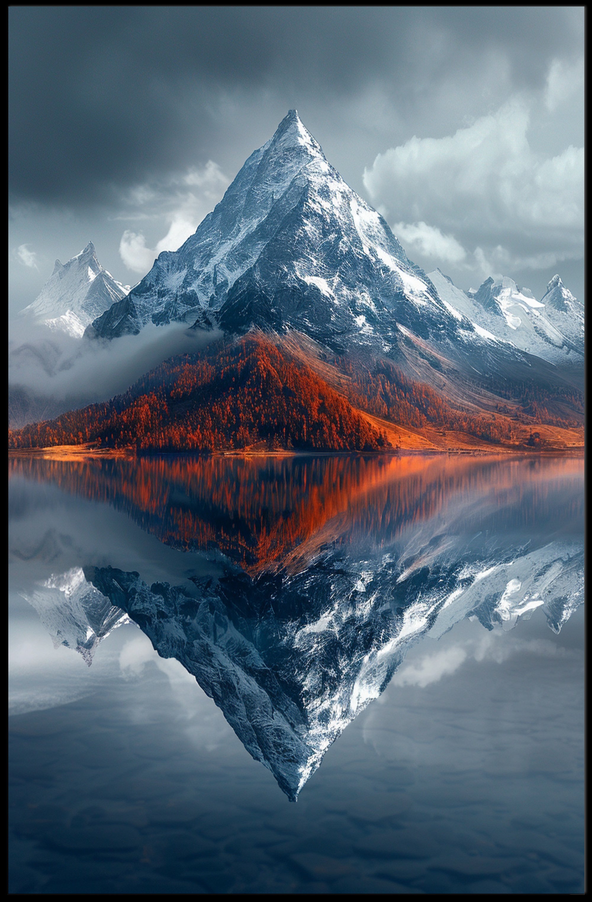 Mountain Reflection Landscape Art Print - National Park Poster PosterGoat