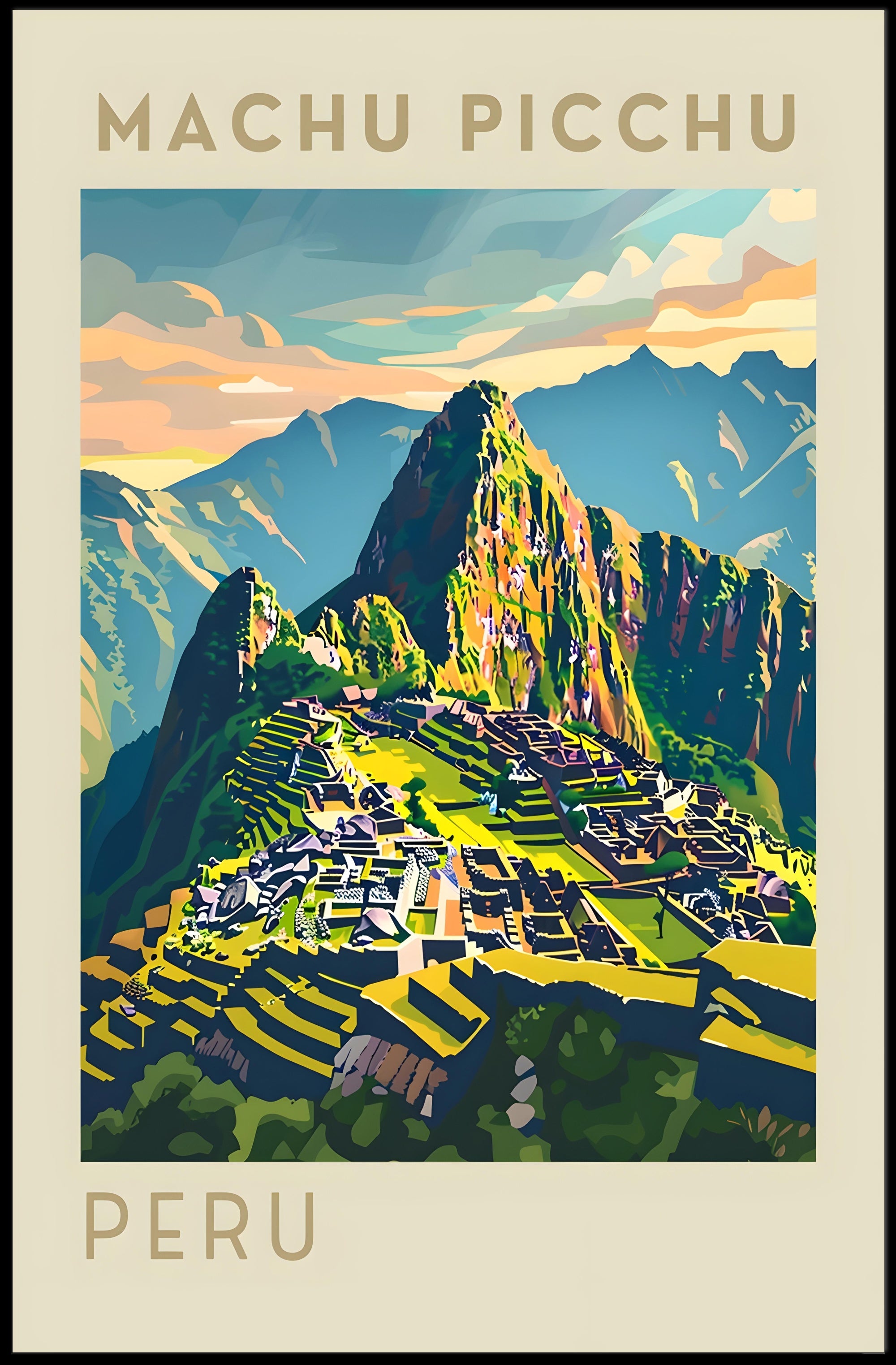 Machu Picchu Illustration Poster