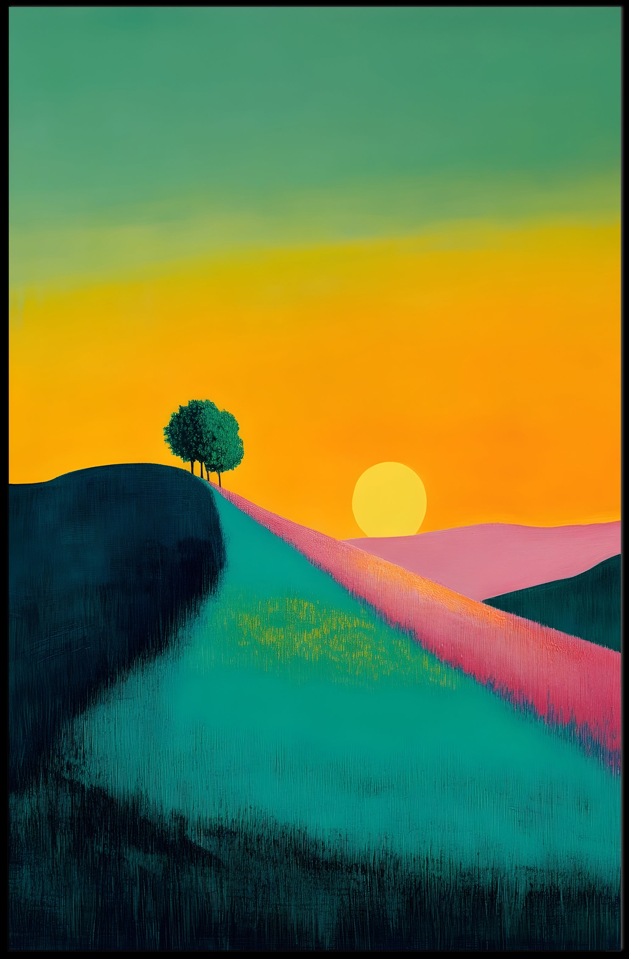 Serene Sunset Landscape Poster Scenic Wall Art Print