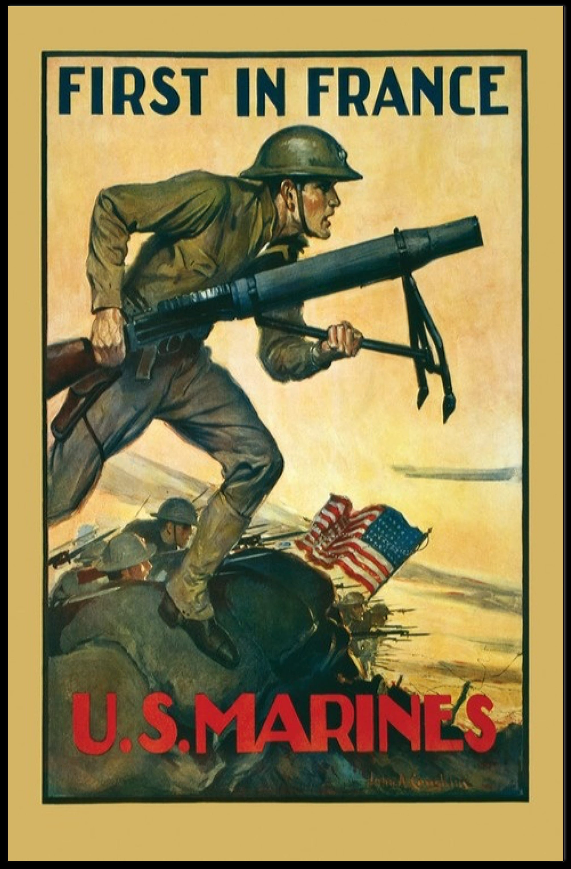 First in France U.S. Marines Poster PosterGoat