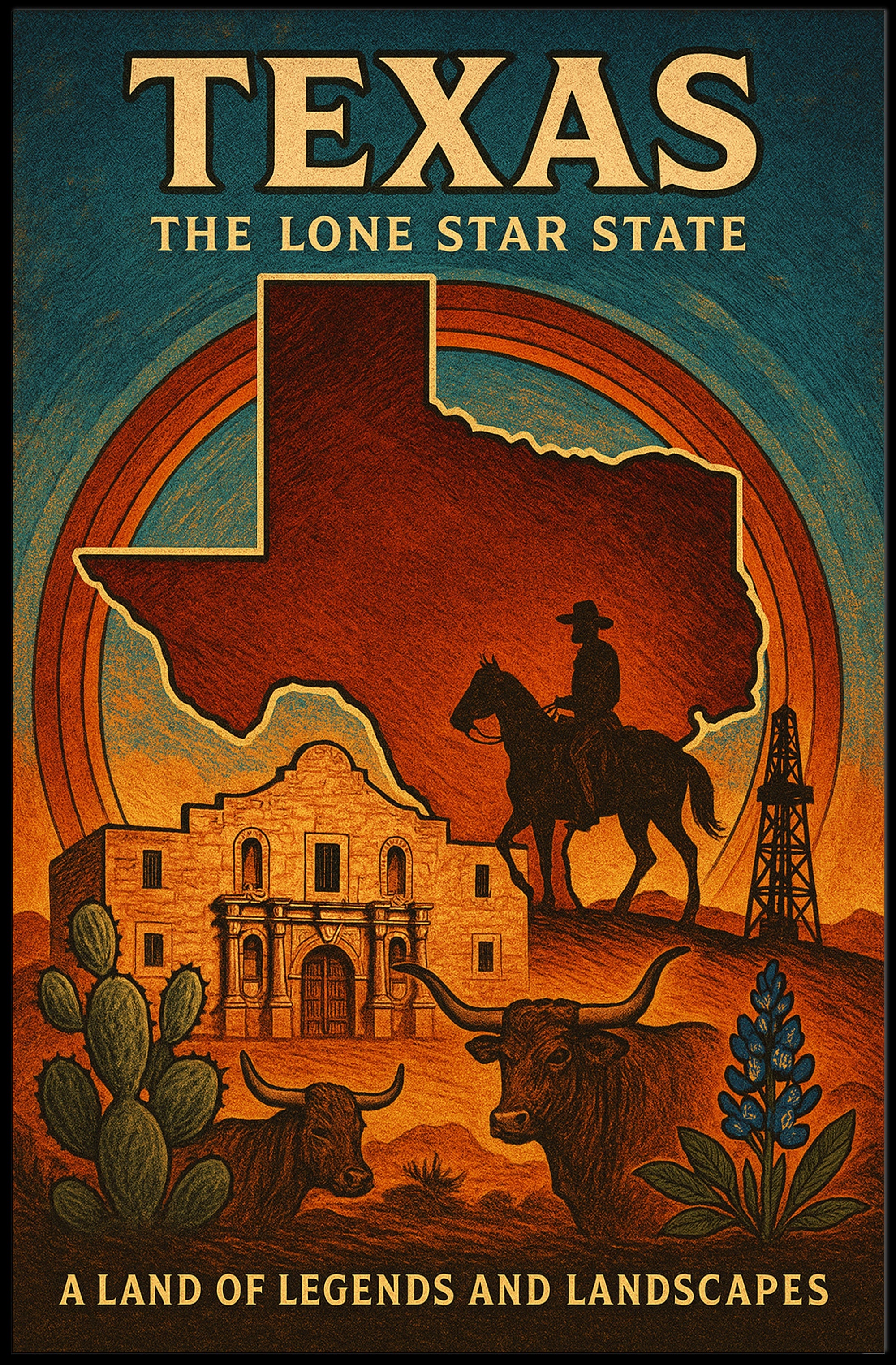 Texas Legends Western Adventure Cultural or Heritage Poster
