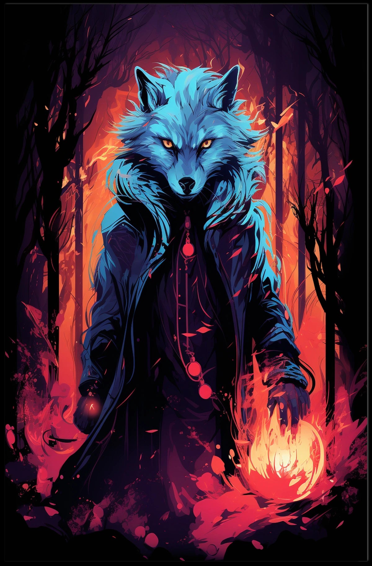 Enchanted Wolf In The Forest Poster