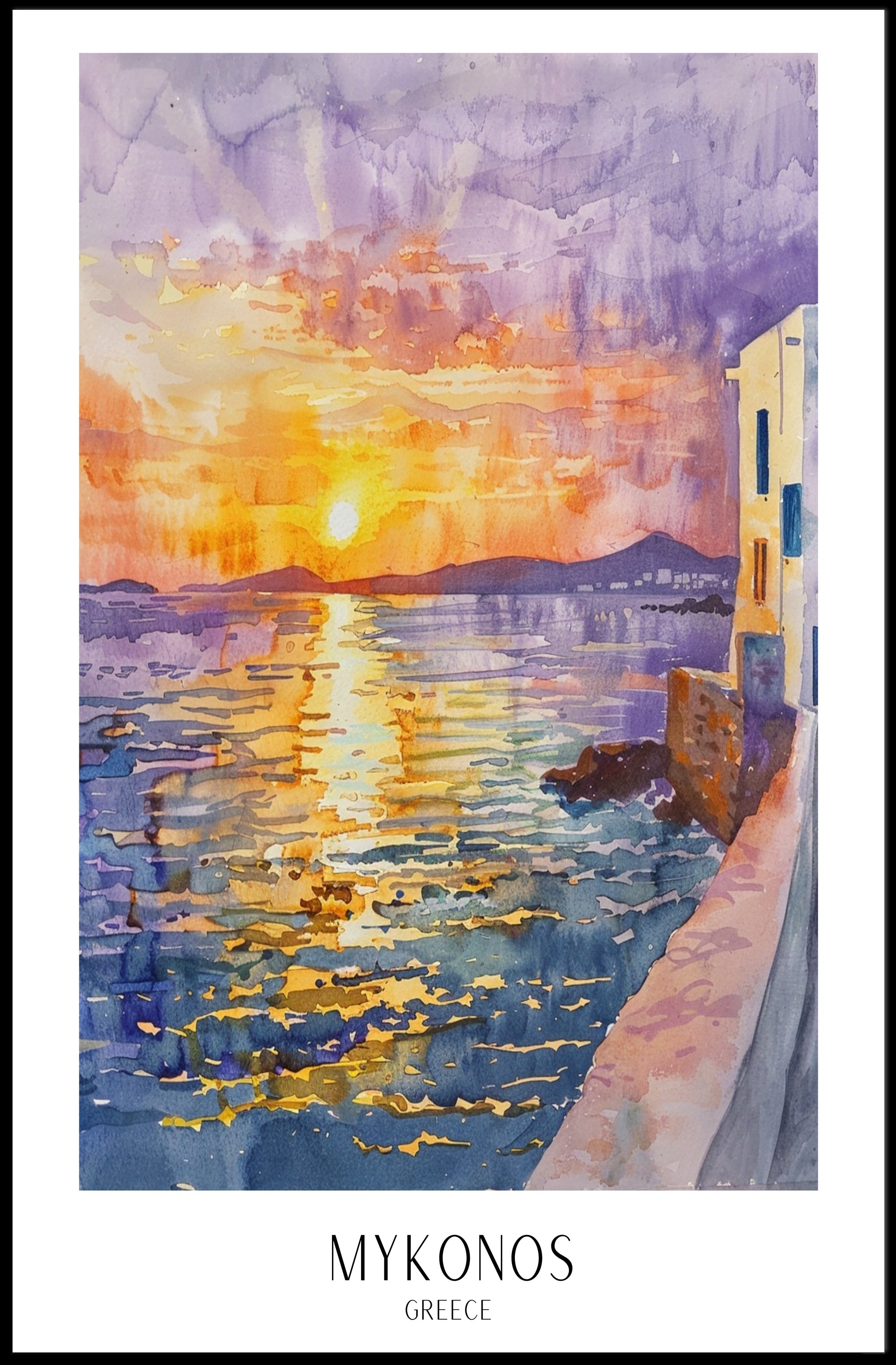 Mykonos Sunset Poster PosterGoat