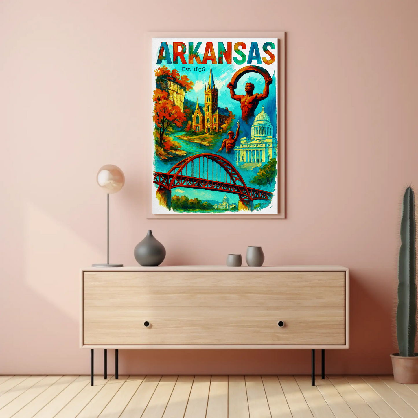 Arkansas Wall Art Vintage Travel Poster