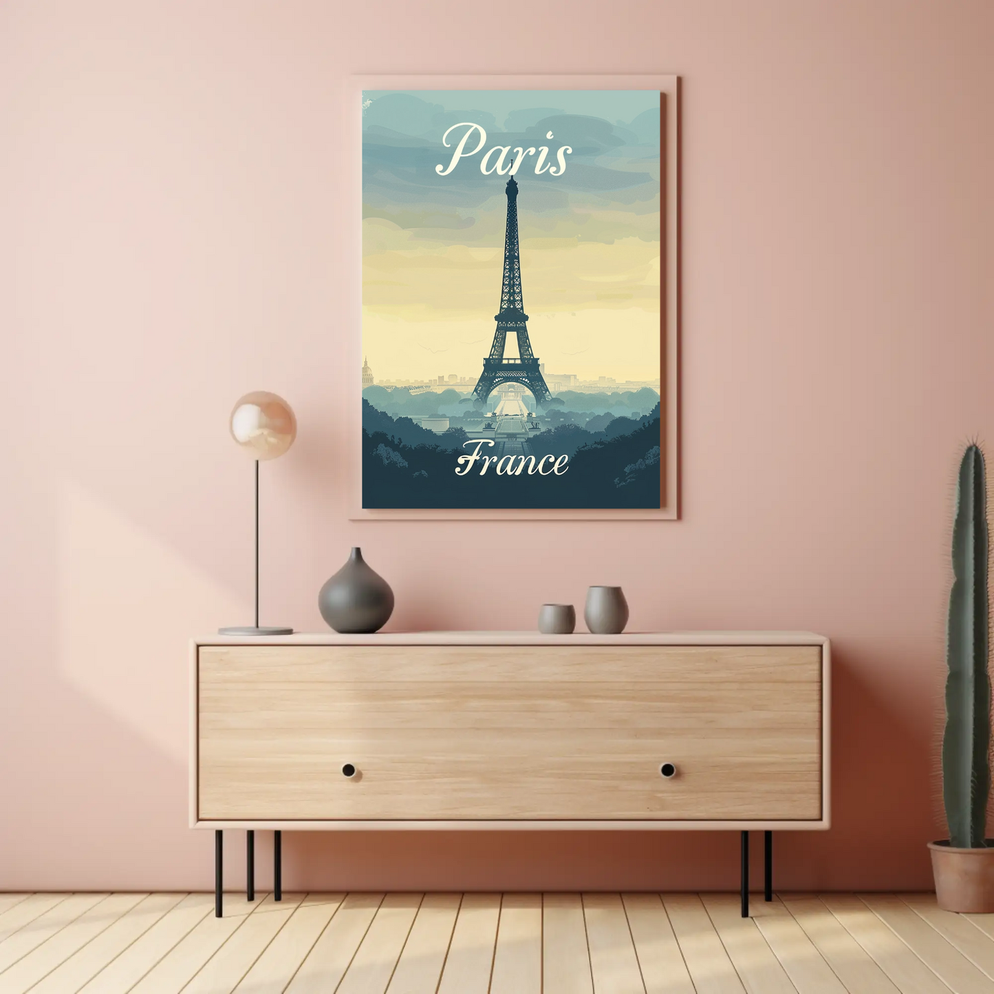 Paris, France - Eiffel Tower Vintage Style Poster